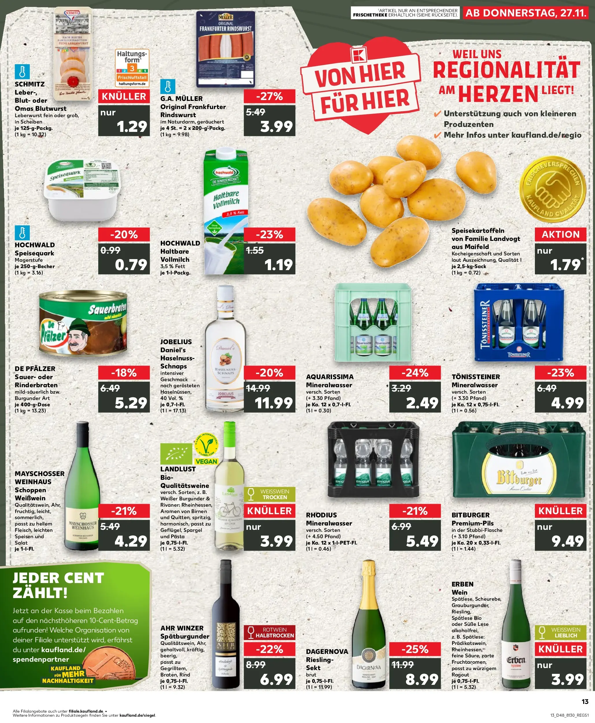 Prospekt Kaufland ab 27.11.2025 » Angebote Online zum Blättern | Seite: 1 | Produkte: Bitburger, Spargel, Pasta, Salat