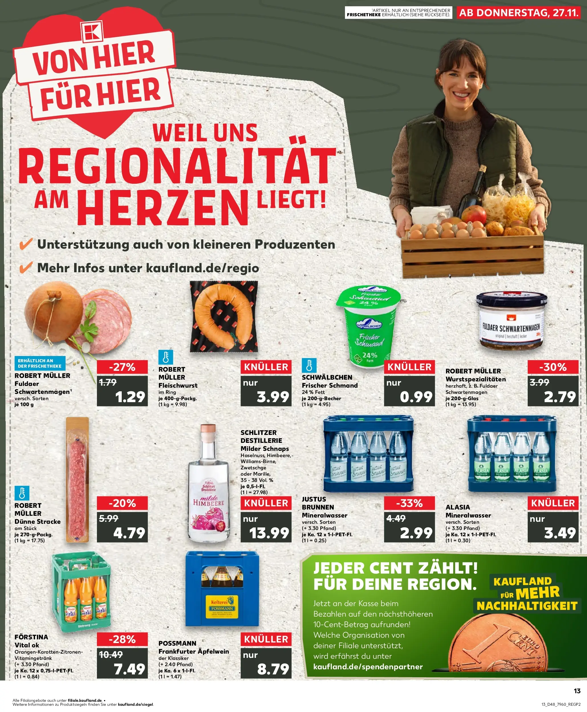 Prospekt Kaufland ab 27.11.2025 » Angebote Online zum Blättern | Seite: 1 | Produkte: Schnaps, Mineralwasser, Apple, Himbeere