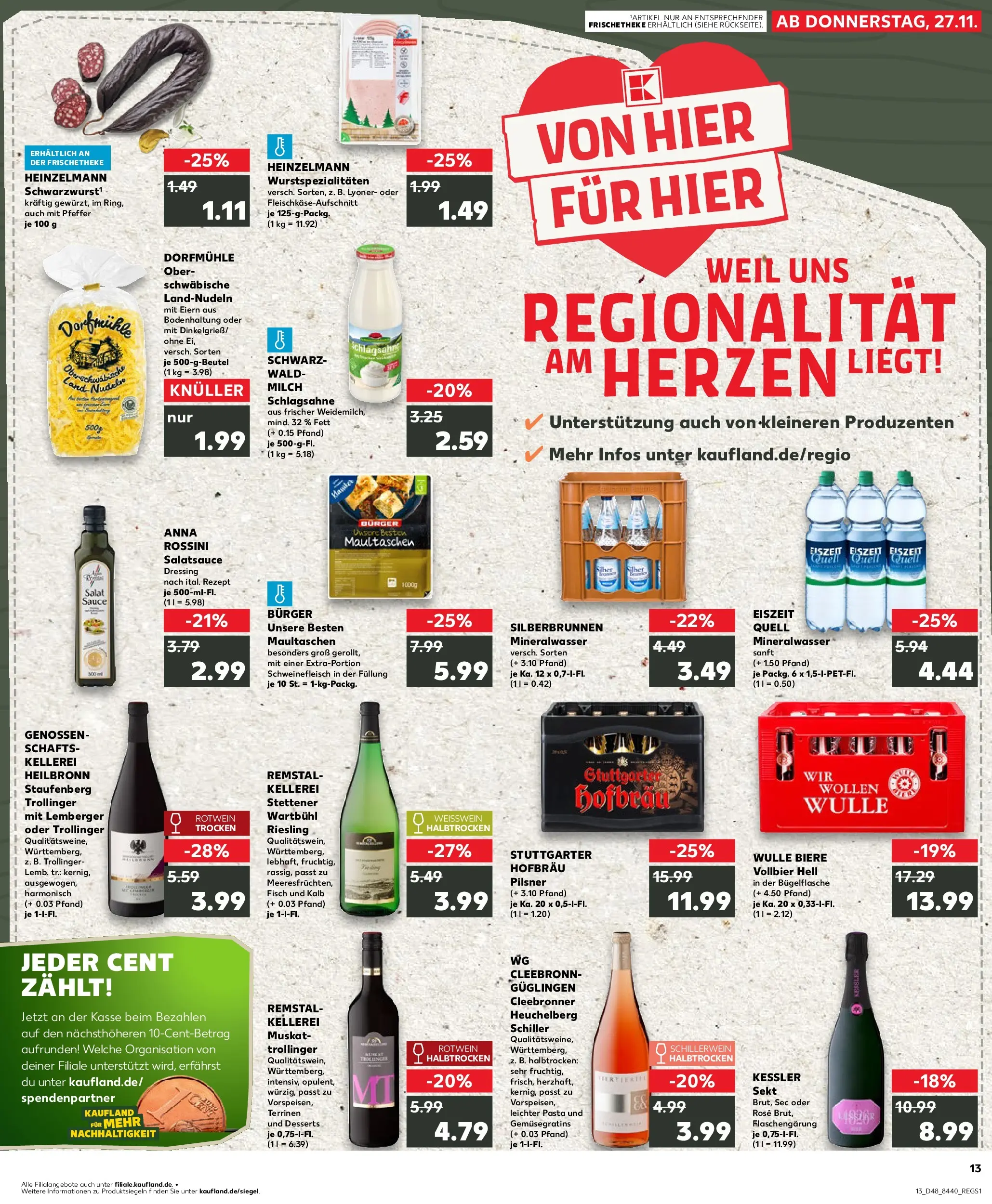 Prospekt Kaufland ab 27.11.2025 » Angebote Online zum Blättern | Seite: 1 | Produkte: Sekt, Pfeffer, Maultaschen, Salat