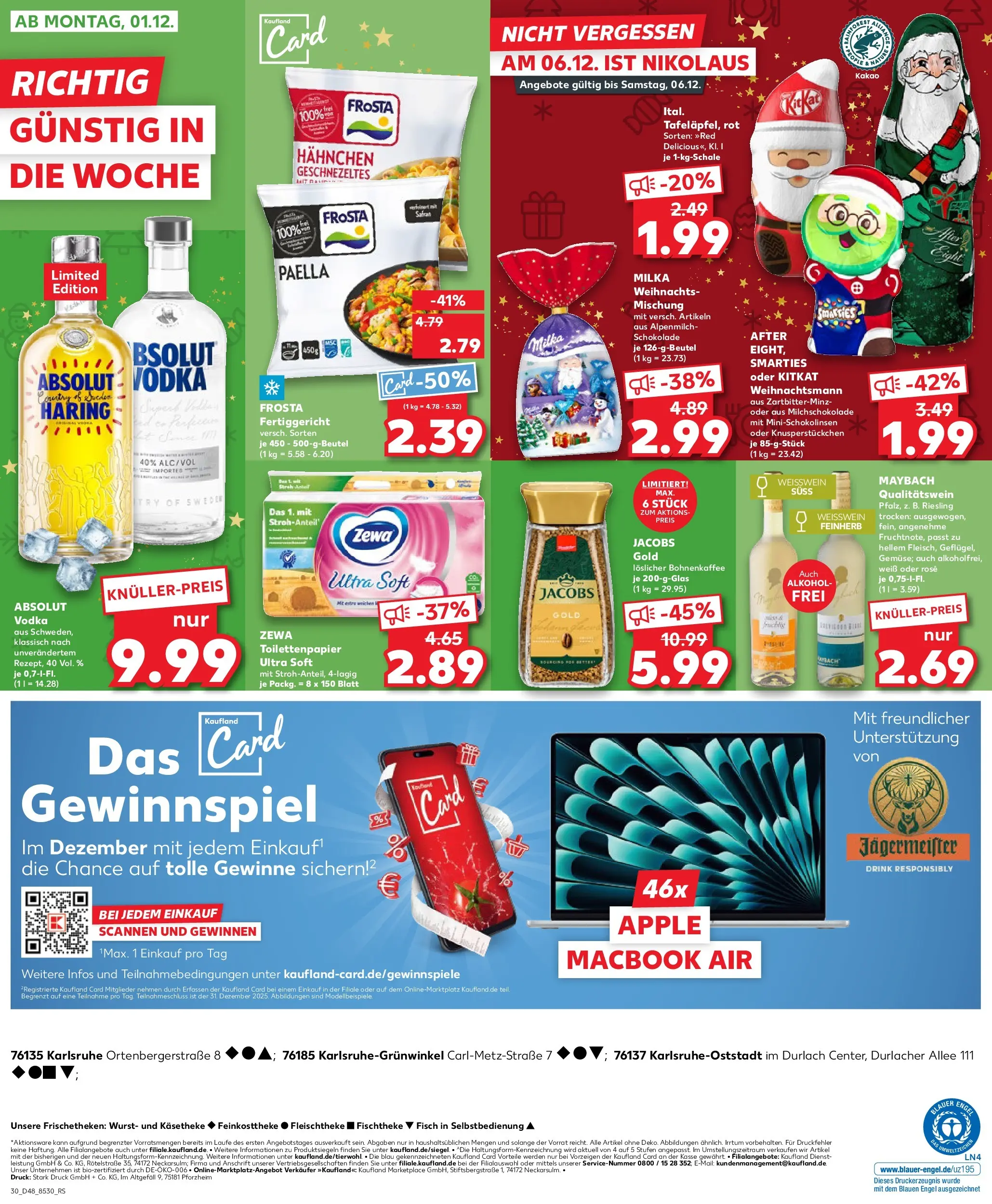 Prospekt Kaufland ab 27.11.2025 » Angebote Online zum Blättern | Seite: 30 | Produkte: Hahnchen, Weißwein, Smarties, Fisch