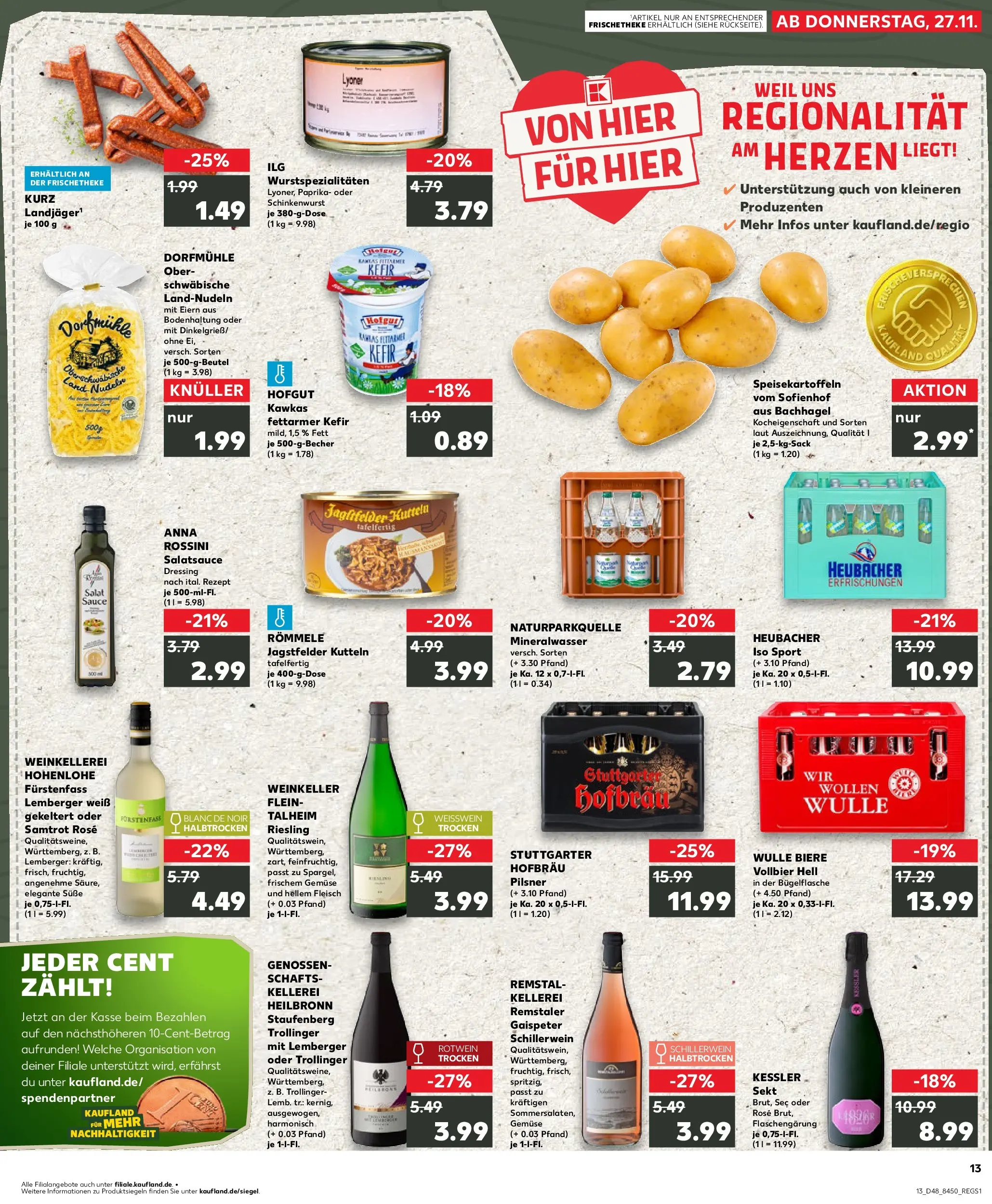 Prospekt Kaufland ab 27.11.2025 » Angebote Online zum Blättern | Seite: 1 | Produkte: Kefir, Dressing, Paprika, Salat