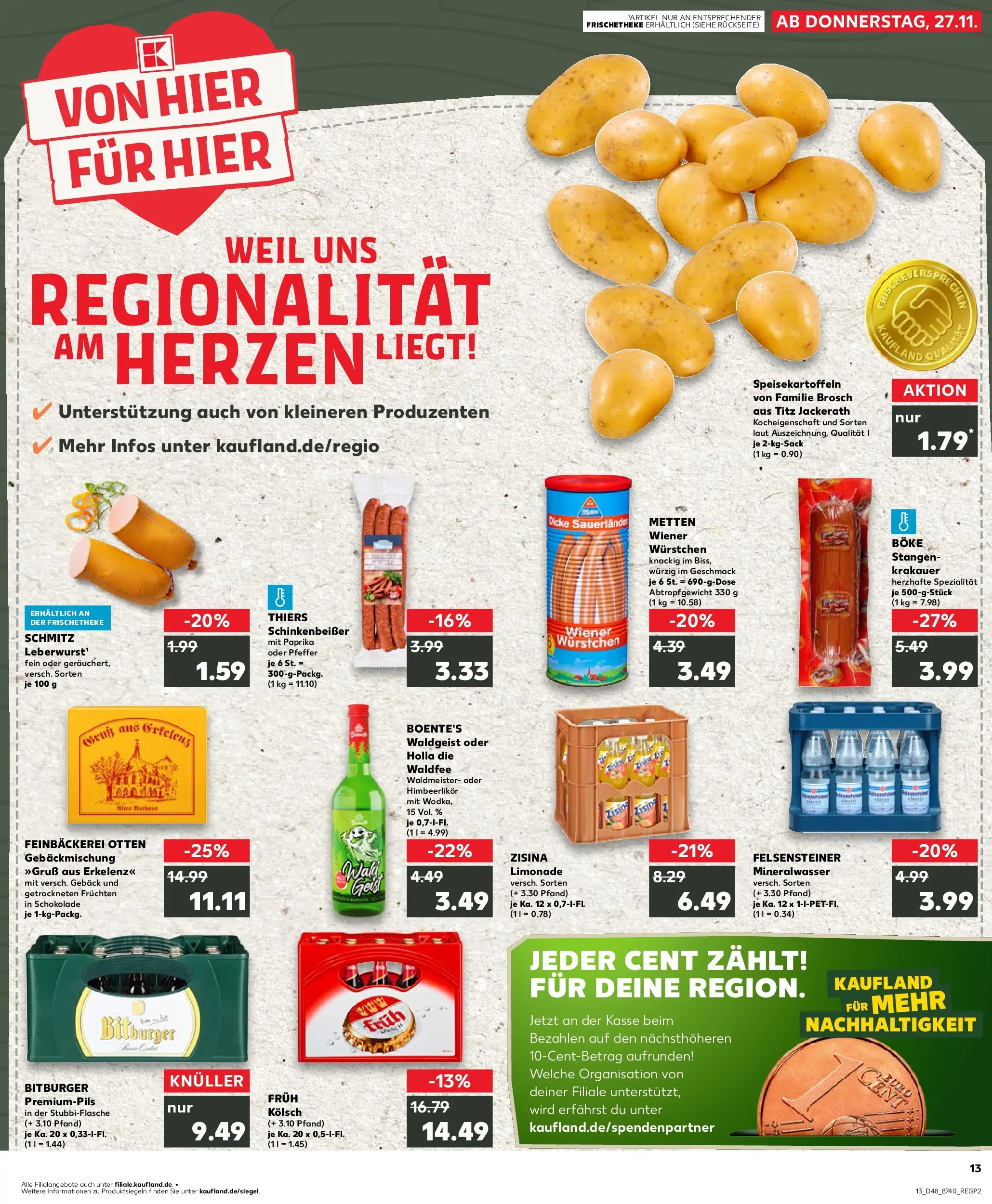 Prospekt Kaufland ab 27.11.2025 » Angebote Online zum Blättern | Seite: 1 | Produkte: Bitburger, Wiener wurstchen, Limonade, Mineralwasser