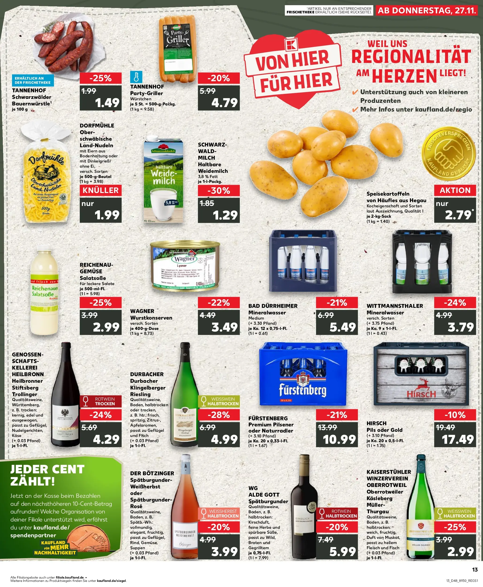 Prospekt Kaufland ab 27.11.2025 » Angebote Online zum Blättern | Seite: 1 | Produkte: Milch, Rotwein, Bad, Mineralwasser