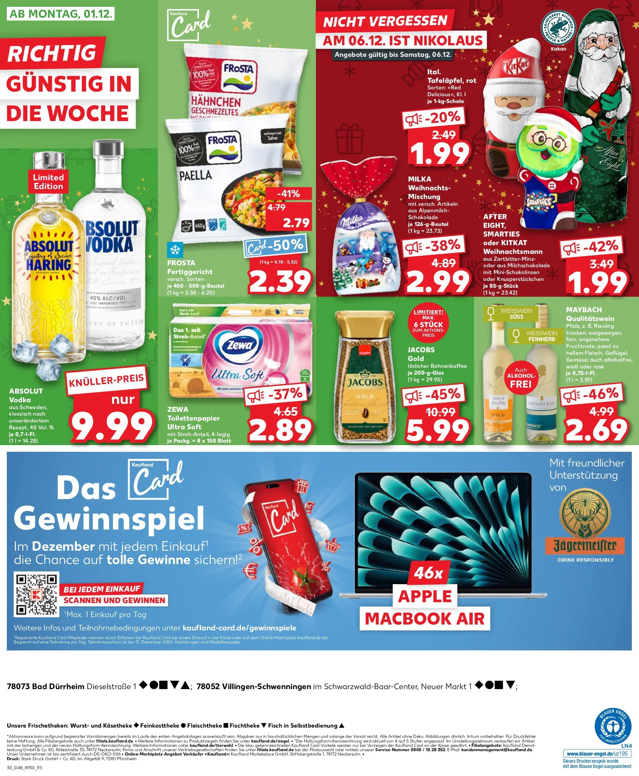 Prospekt Kaufland ab 27.11.2025 » Angebote Online zum Blättern | Seite: 30 | Produkte: Weißwein trocken, Smarties, Jägermeister, Toilettenpapier