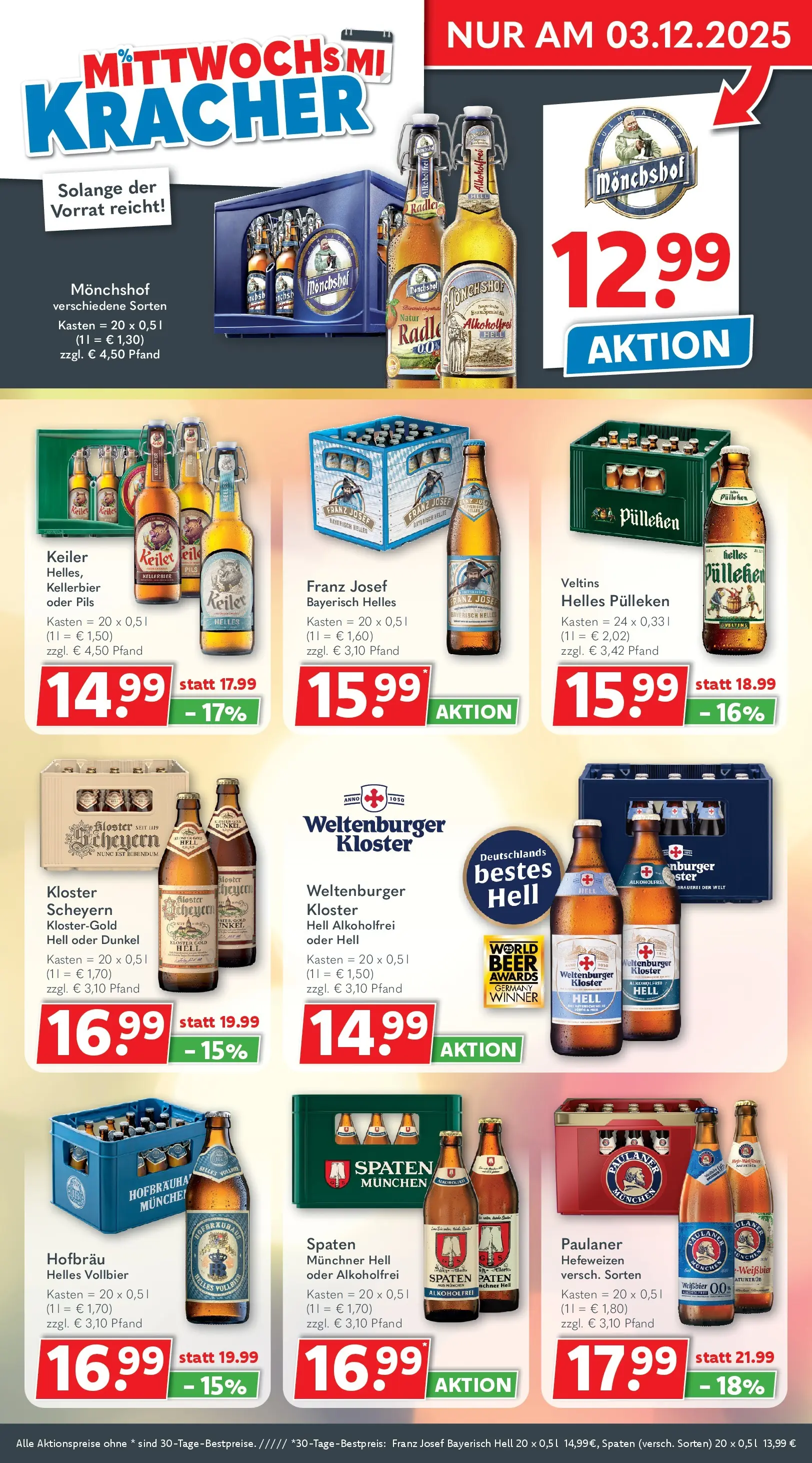 Getränkeland - Getränkeland: Getränkeangebote (ab 24.11.2025) zum Blättern | Seite: 3 | Produkte: Monchshof, Weißbier, Pils, Paulaner