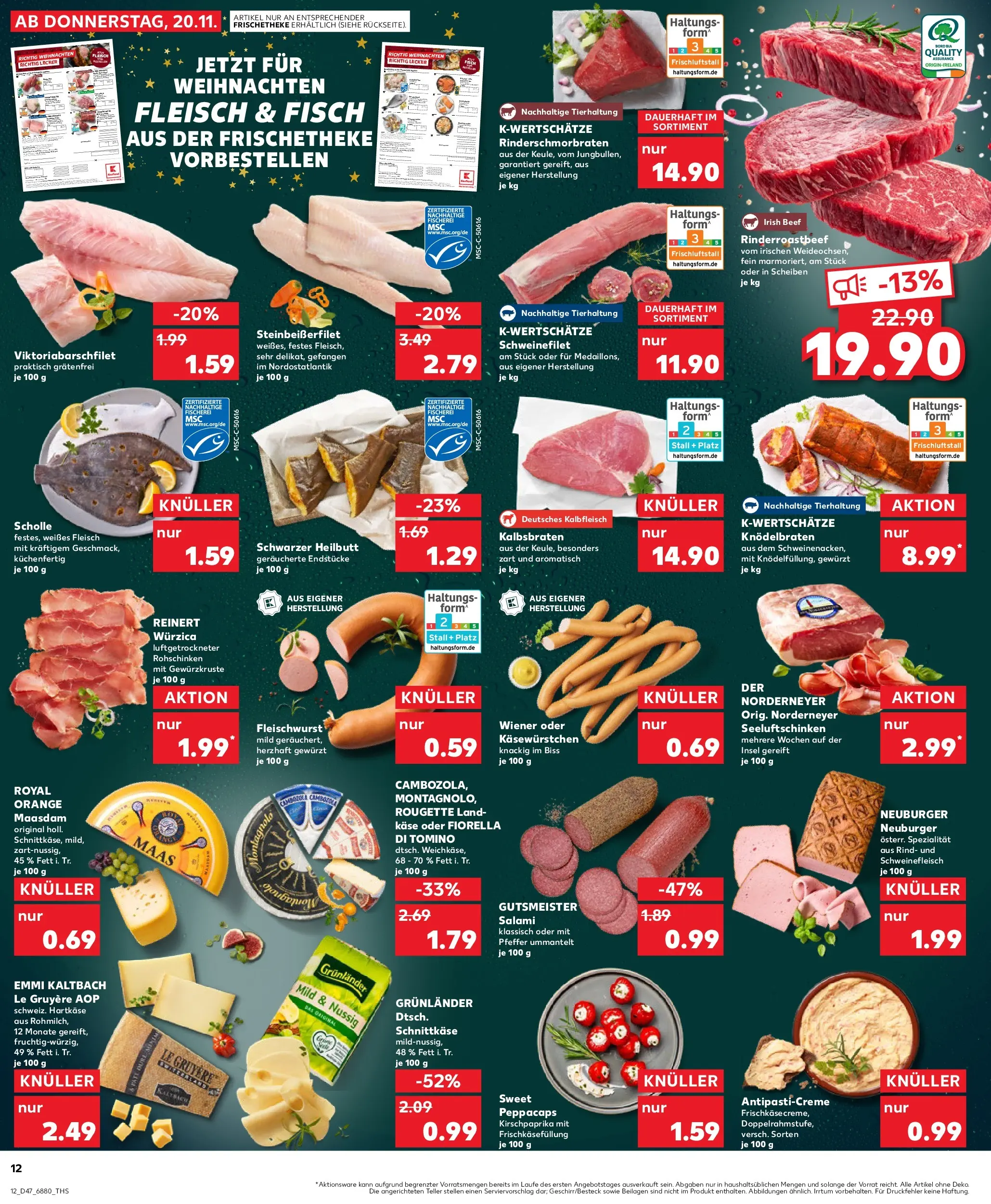 Prospekt Kaufland ab 20.11.2025 » Angebote Online zum Blättern | Seite: 12 | Produkte: Pfeffer, Schweinefleisch, Fleisch, Frischkase
