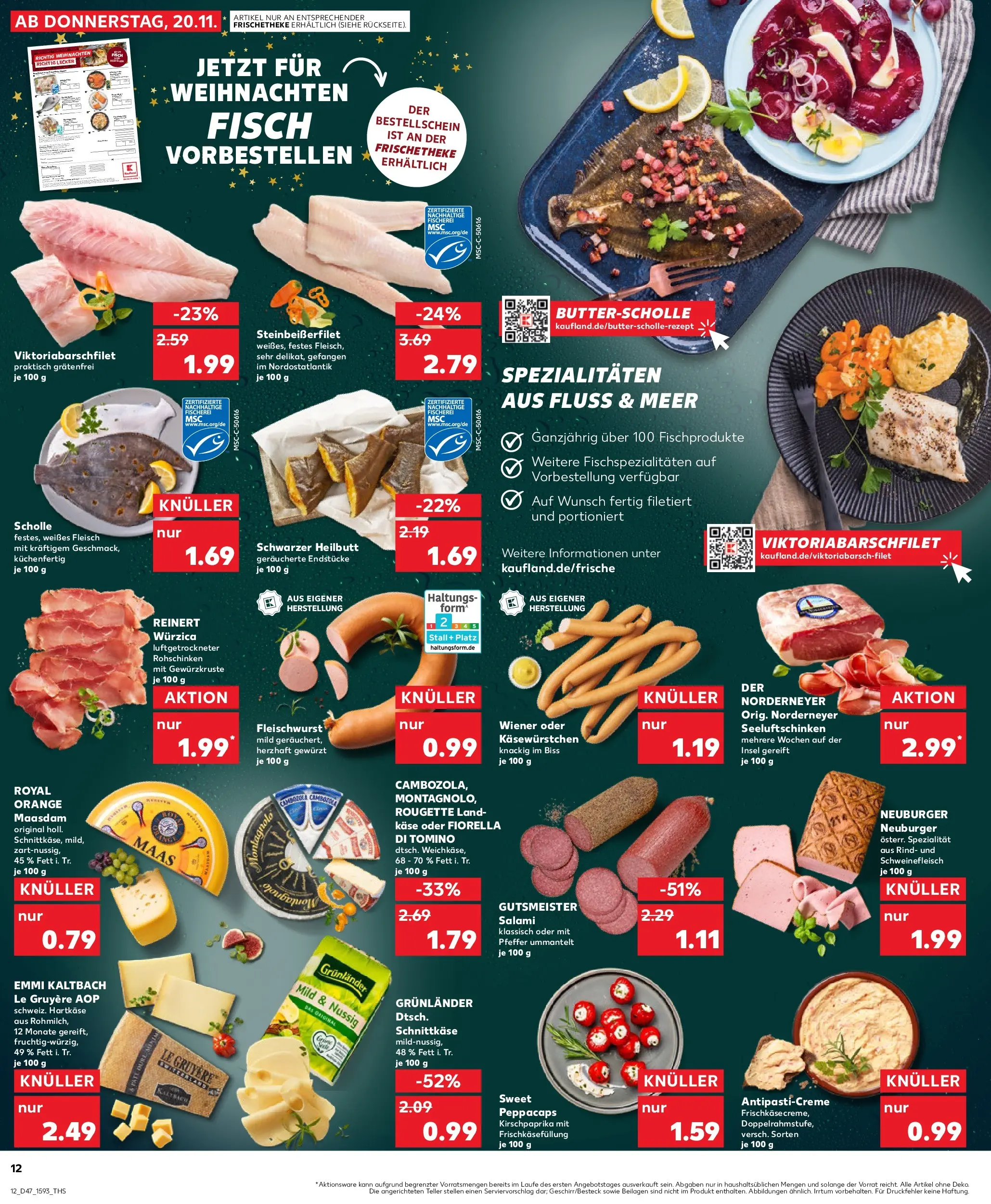 Prospekt Kaufland ab 20.11.2025 » Angebote Online zum Blättern | Seite: 12 | Produkte: Käse, Grunlander, Salami, Schweinefleisch