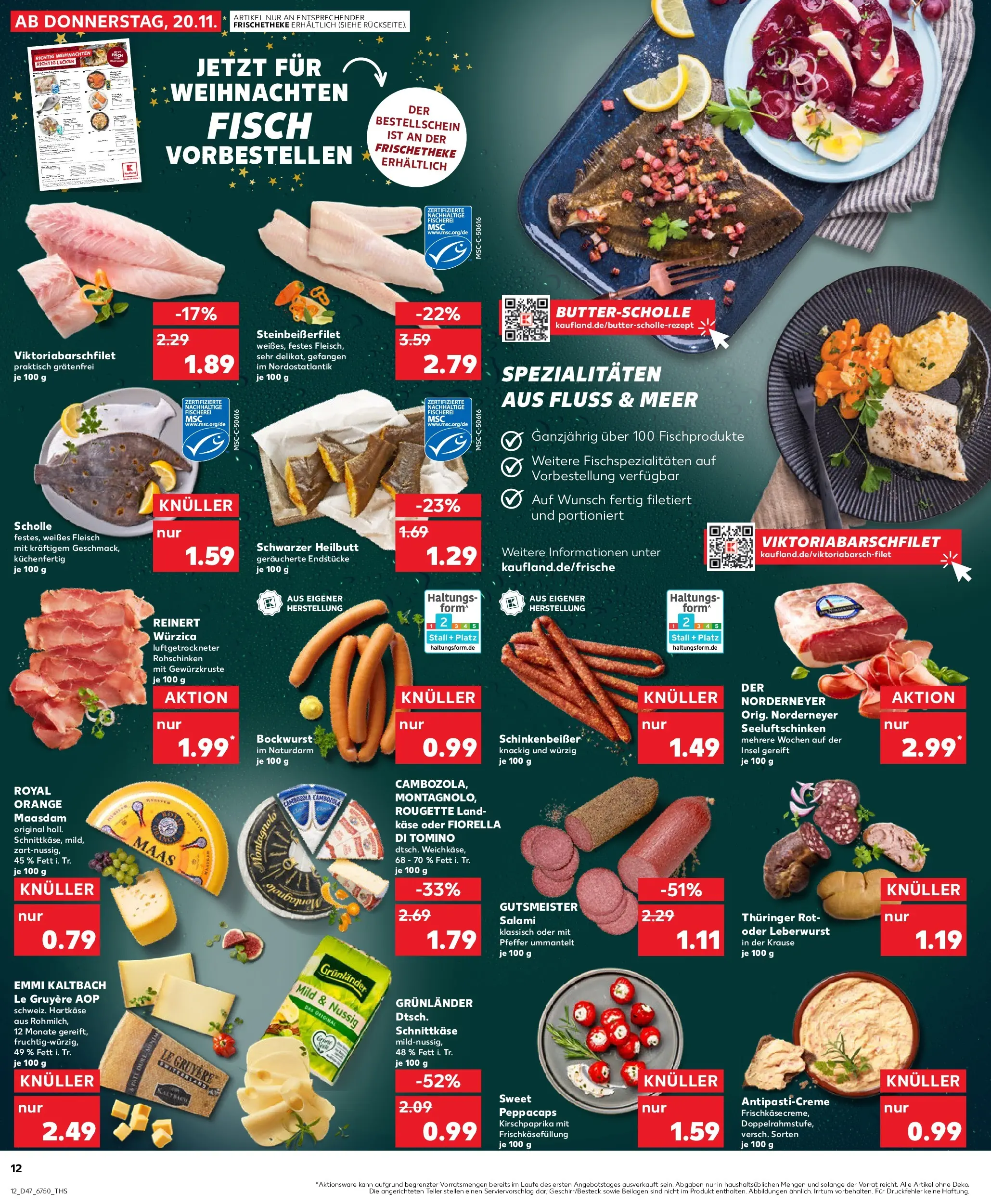 Prospekt Kaufland ab 20.11.2025 » Angebote Online zum Blättern | Seite: 12 | Produkte: Käse, Fisch, Grunlander, Pfeffer