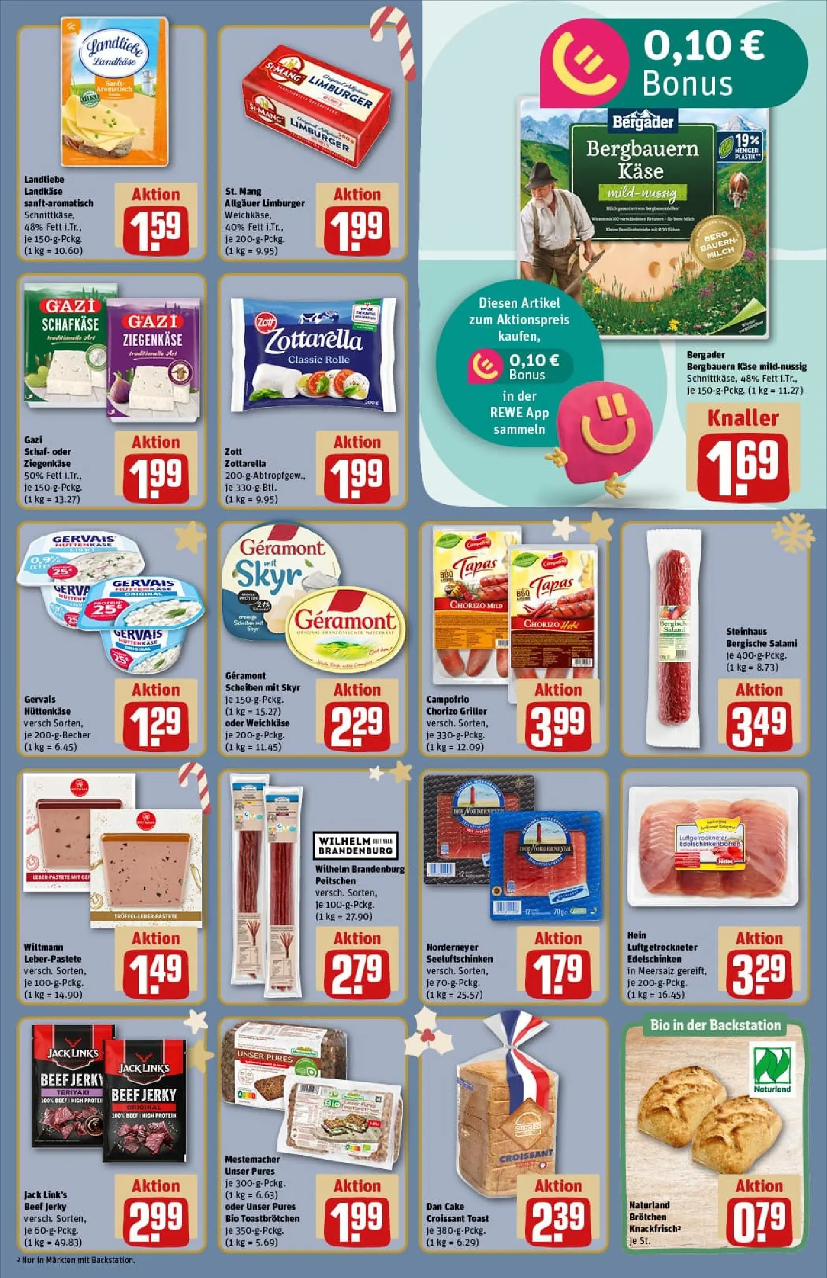 REWE Prospekt ab 23.11.2025 zum Blättern » Angebote | Seite: 13 | Produkte: Milch, Käse, Toast, Griller