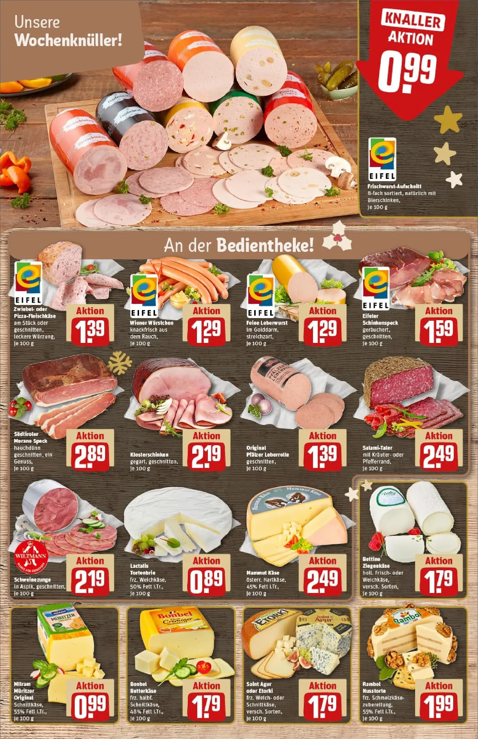 REWE Prospekt ab 23.11.2025 zum Blättern » Angebote | Seite: 9 | Produkte: Wiener wurstchen, Ziegenkäse, Milram, Schinken