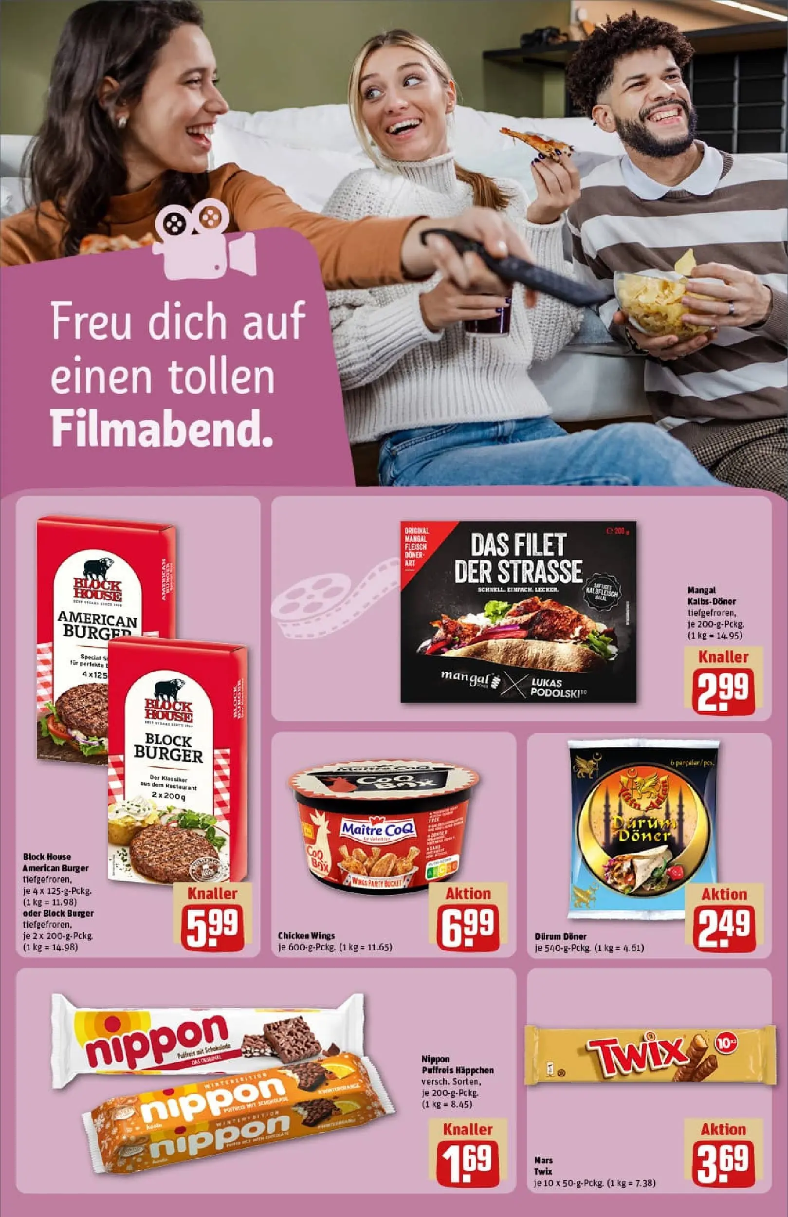REWE Prospekt ab 23.11.2025 zum Blättern » Angebote | Seite: 16 | Produkte: Burger, Mars, Twix, Fleisch