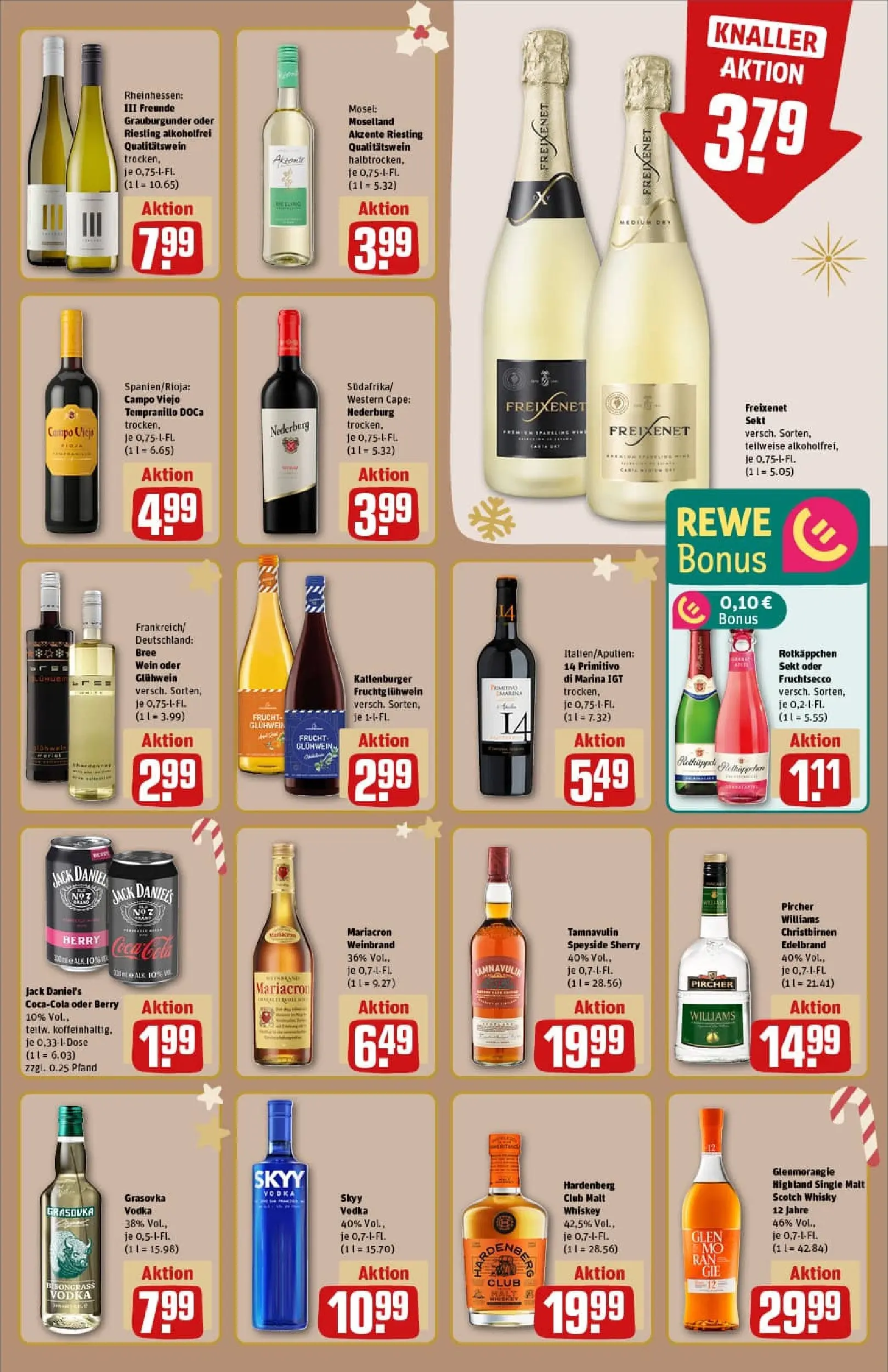REWE Prospekt ab 23.11.2025 zum Blättern » Angebote | Seite: 19 | Produkte: Whisky, Jack Daniel's, Wein, Vodka