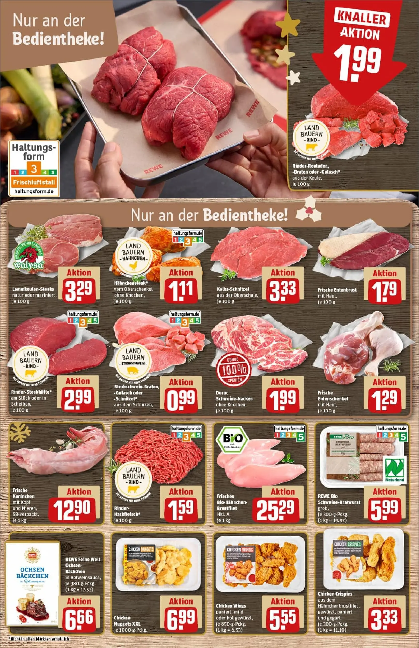 REWE Prospekt ab 23.11.2025 zum Blättern » Angebote | Seite: 8 | Produkte: Hahnchen, Schweinenacken, Gulasch, Steak