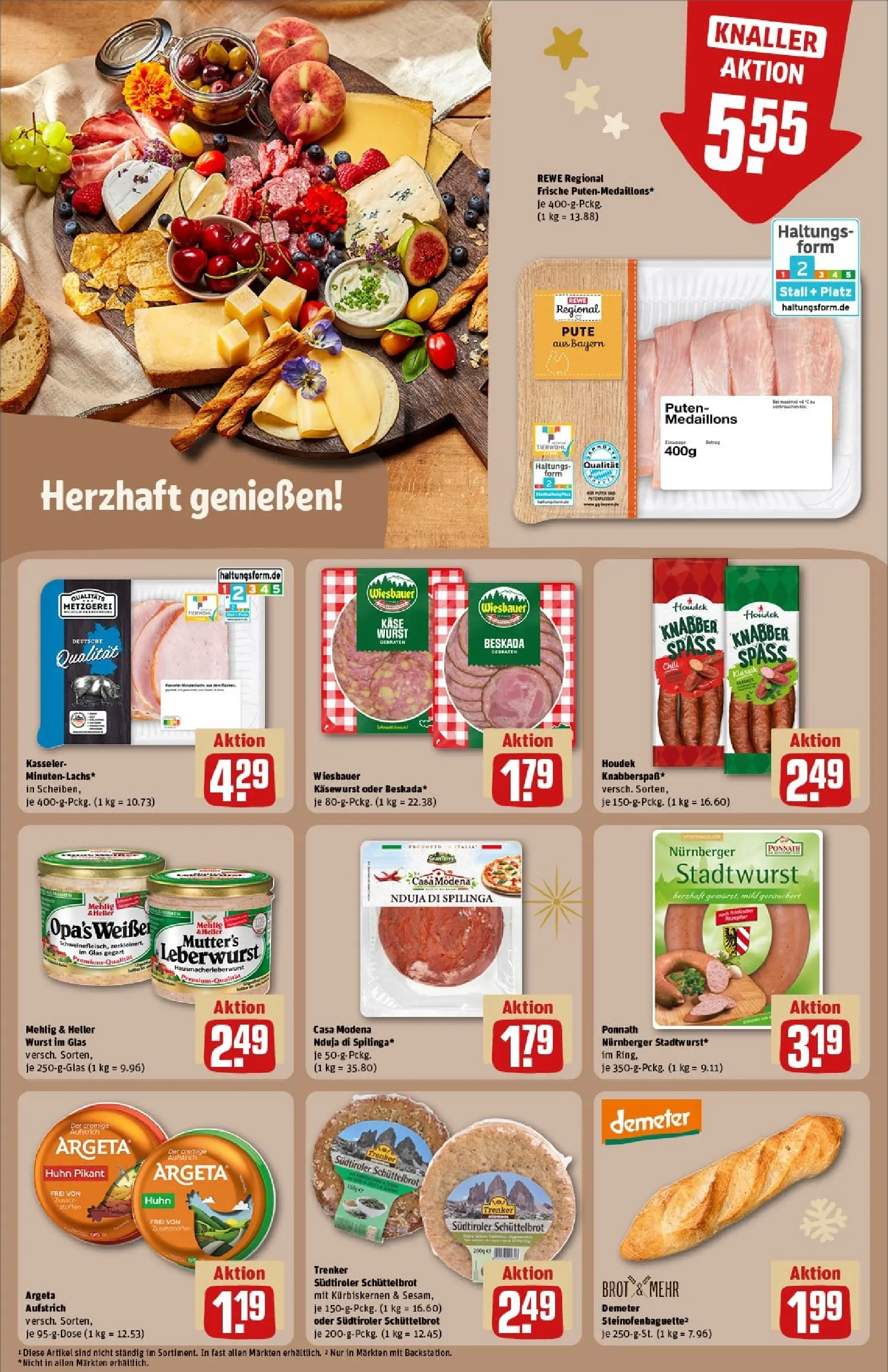 REWE Prospekt ab 23.11.2025 zum Blättern » Angebote | Seite: 14 | Produkte: Pute, Baguette, Wurst, Brot