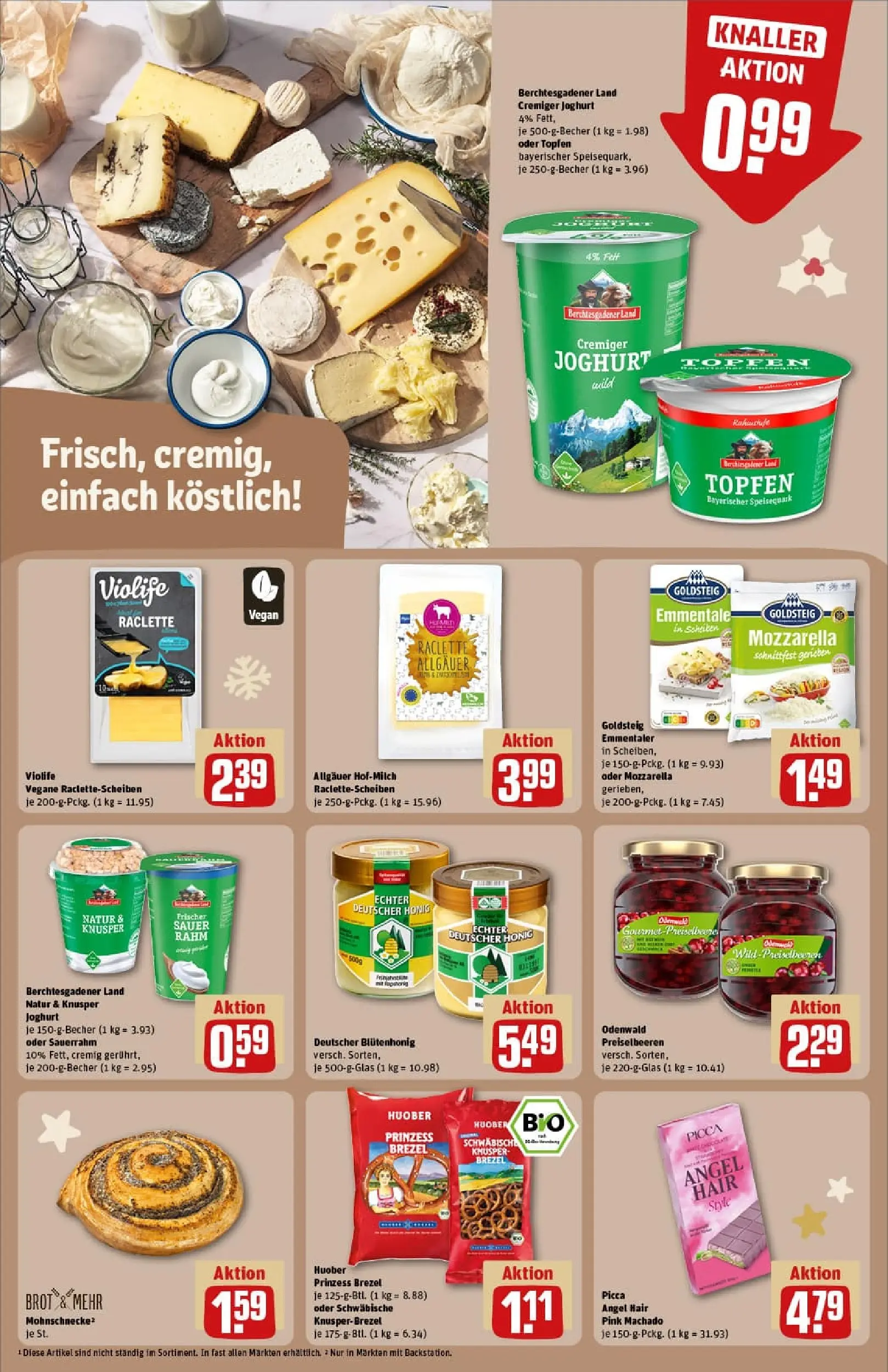 REWE Prospekt ab 23.11.2025 zum Blättern » Angebote | Seite: 15 | Produkte: Joghurt, Mozzarella, Sauerrahm, Raclette