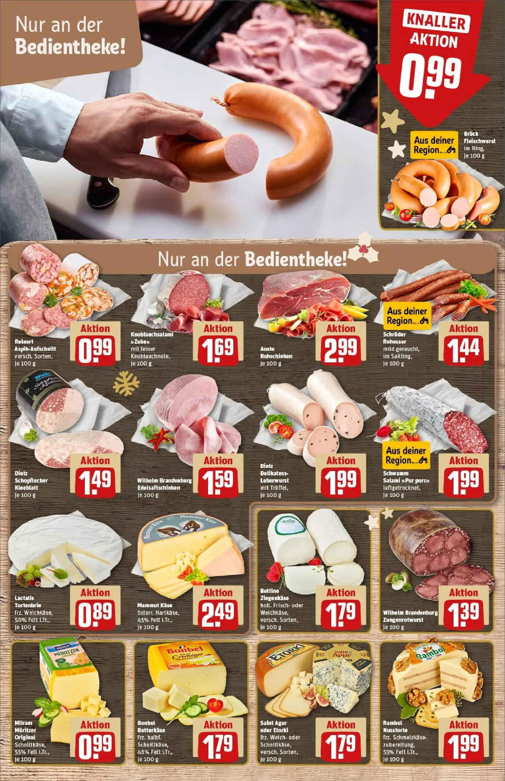 REWE Prospekt ab 23.11.2025 zum Blättern » Angebote | Seite: 9 | Produkte: Käse, Ziegenkäse, Milram, Salami