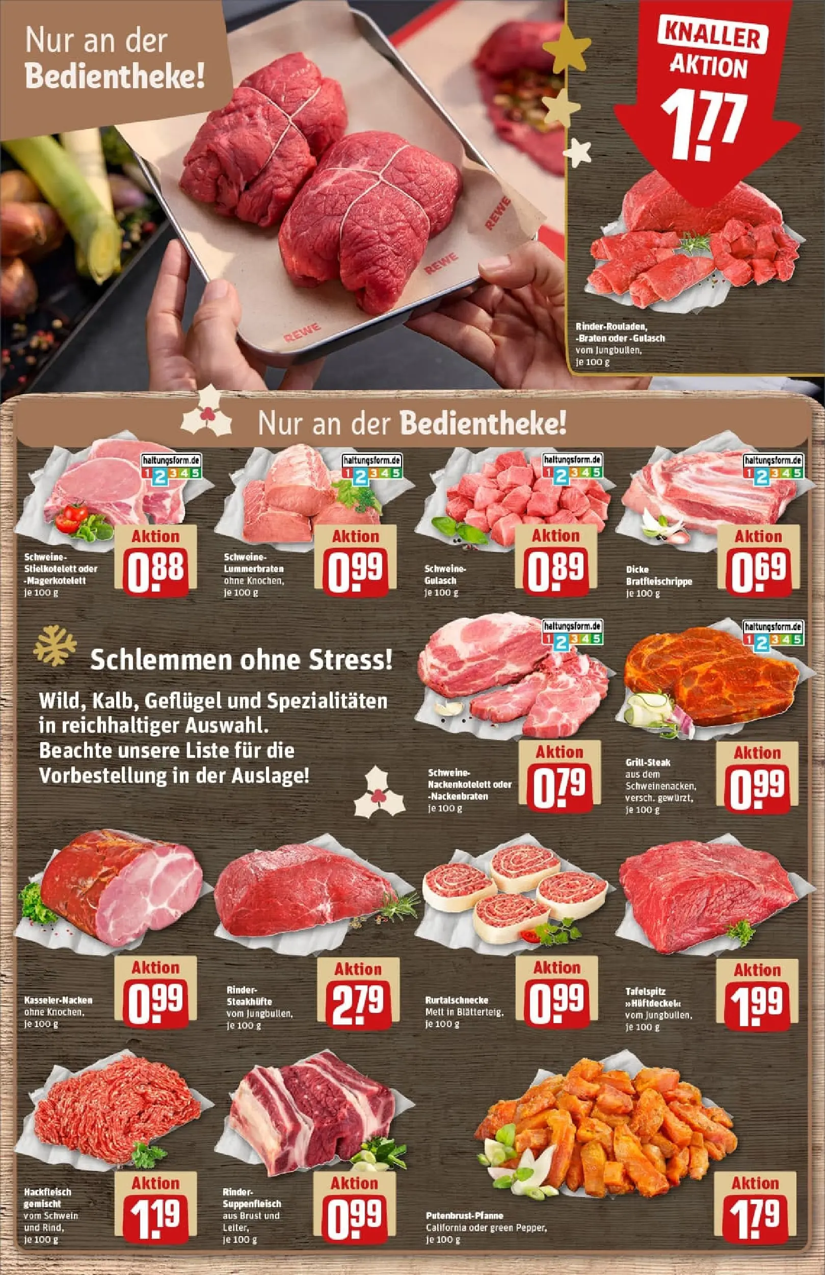 REWE Prospekt ab 23.11.2025 zum Blättern » Angebote | Seite: 8 | Produkte: Gulasch, Suppenfleisch, Steak, Hackfleisch