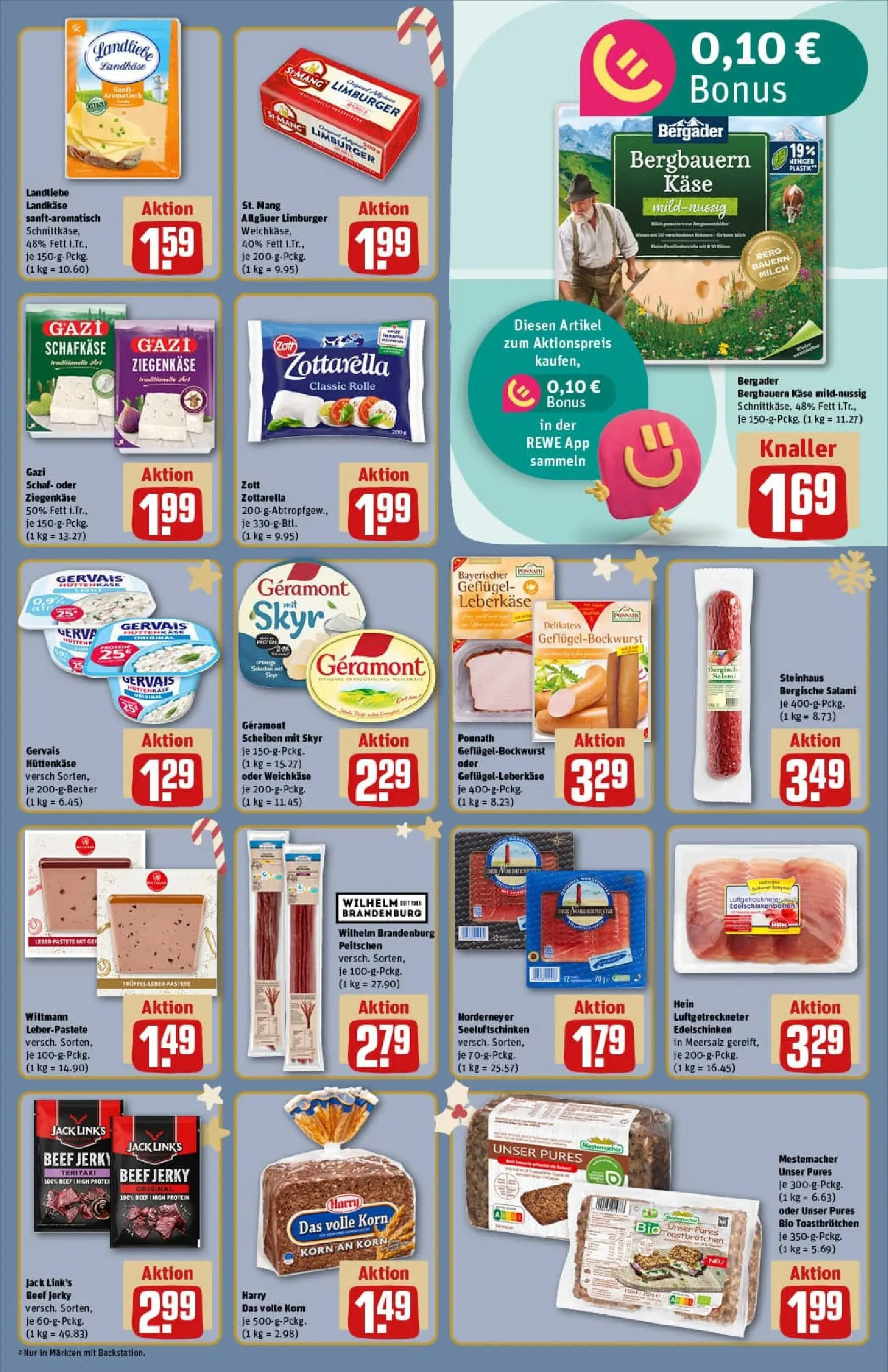 REWE Prospekt ab 23.11.2025 zum Blättern » Angebote | Seite: 7 | Produkte: Milch, Ziegenkäse, Salami, Hüttenkäse