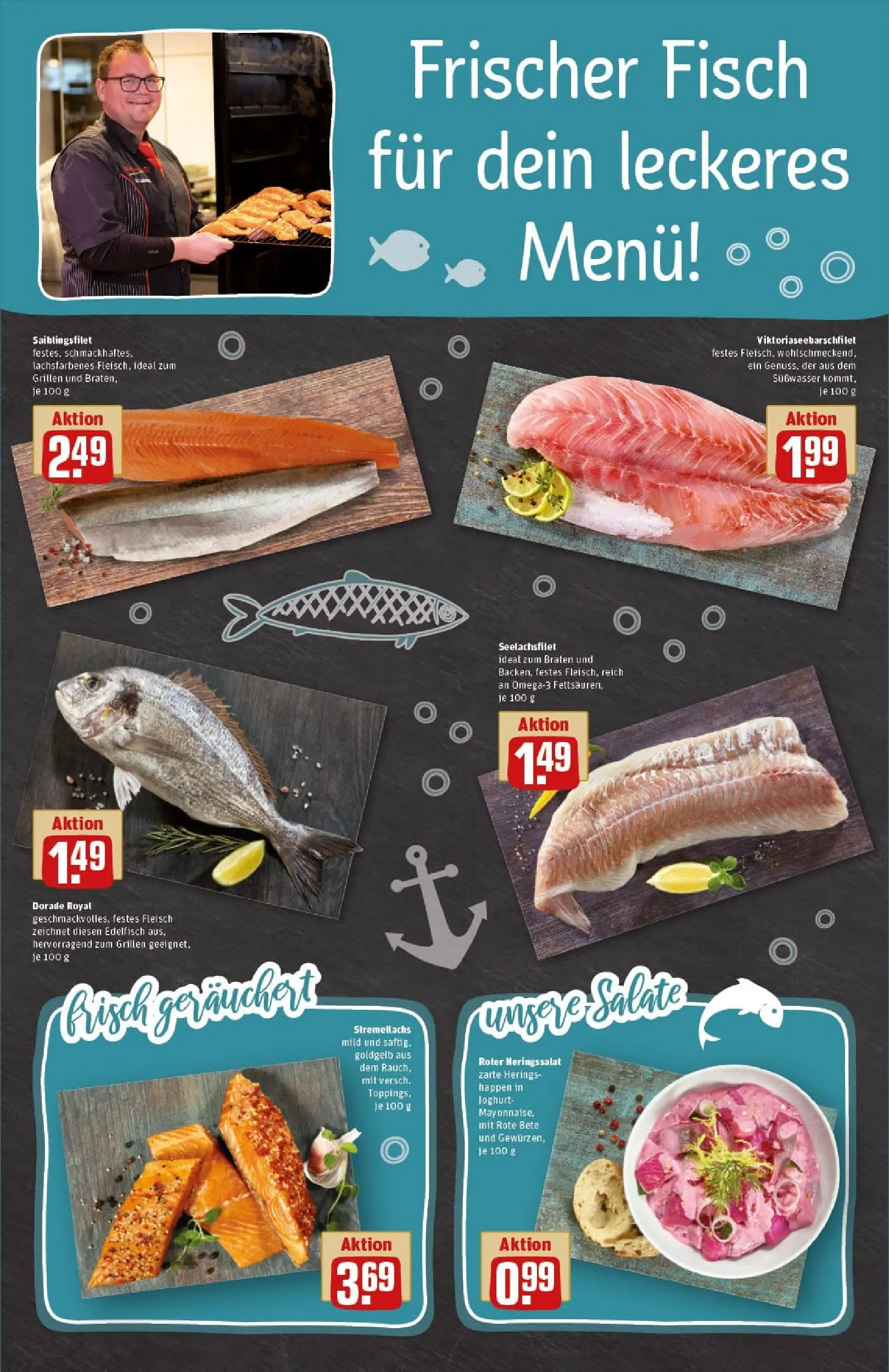 REWE Prospekt ab 23.11.2025 zum Blättern » Angebote | Seite: 35 | Produkte: Dorade, Fisch, Fleisch, Salat
