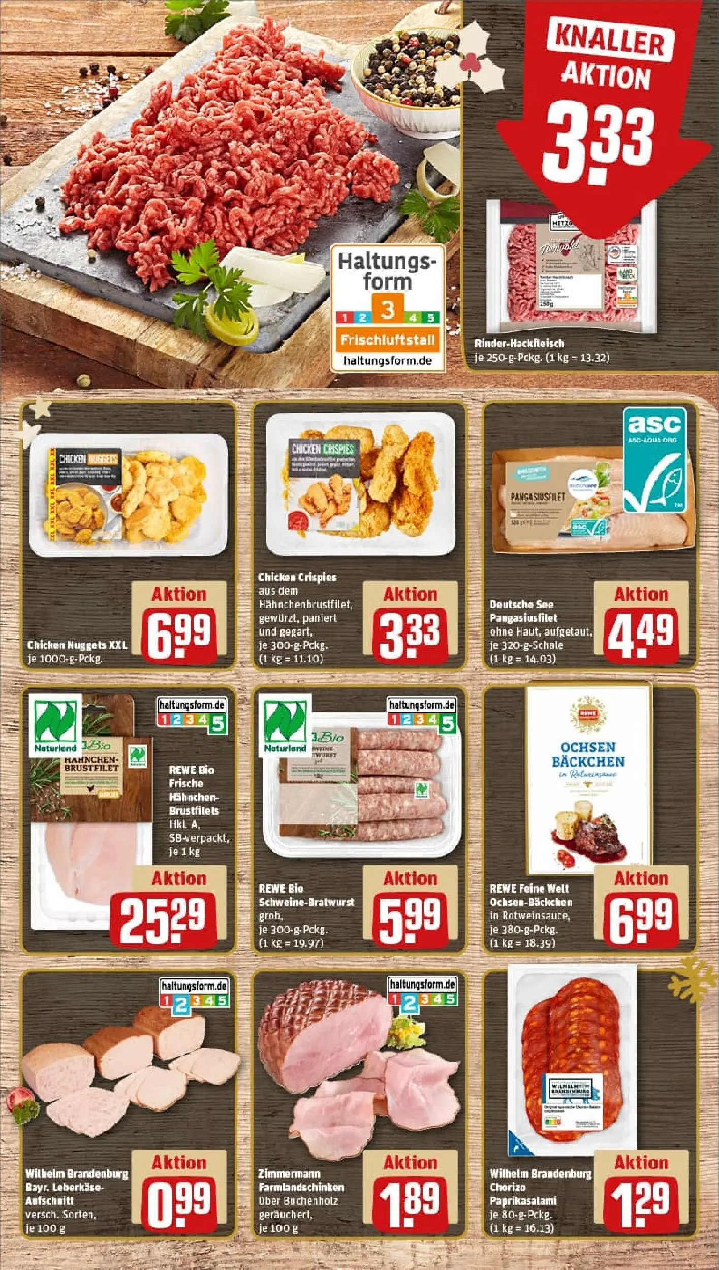 REWE Prospekt ab 23.11.2025 zum Blättern » Angebote | Seite: 10 | Produkte: Hahnchen, Salami, Leberkase