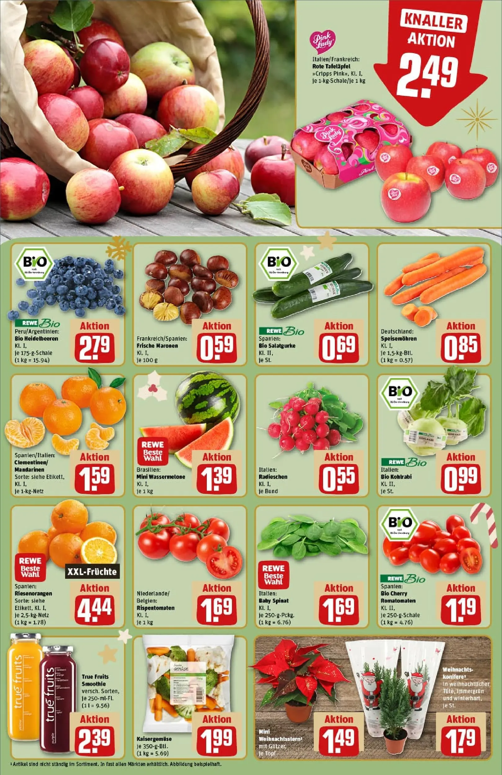 REWE Prospekt ab 23.11.2025 zum Blättern » Angebote | Seite: 8 | Produkte: Kohlrabi, Mandarinen, Heidelbeeren, Wassermelone