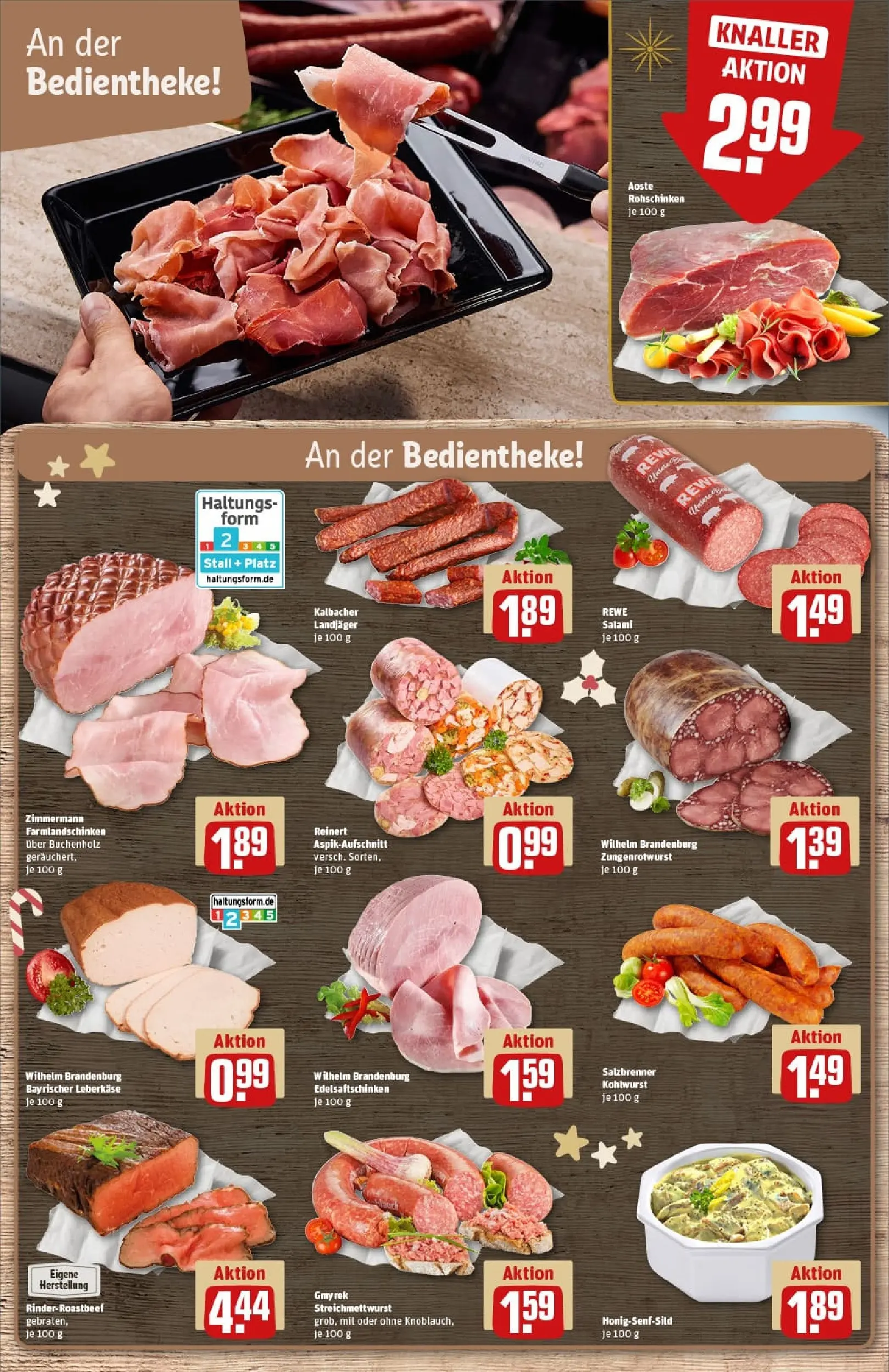 REWE Prospekt ab 23.11.2025 zum Blättern » Angebote | Seite: 12 | Produkte: Roastbeef, Salami, Leberkase
