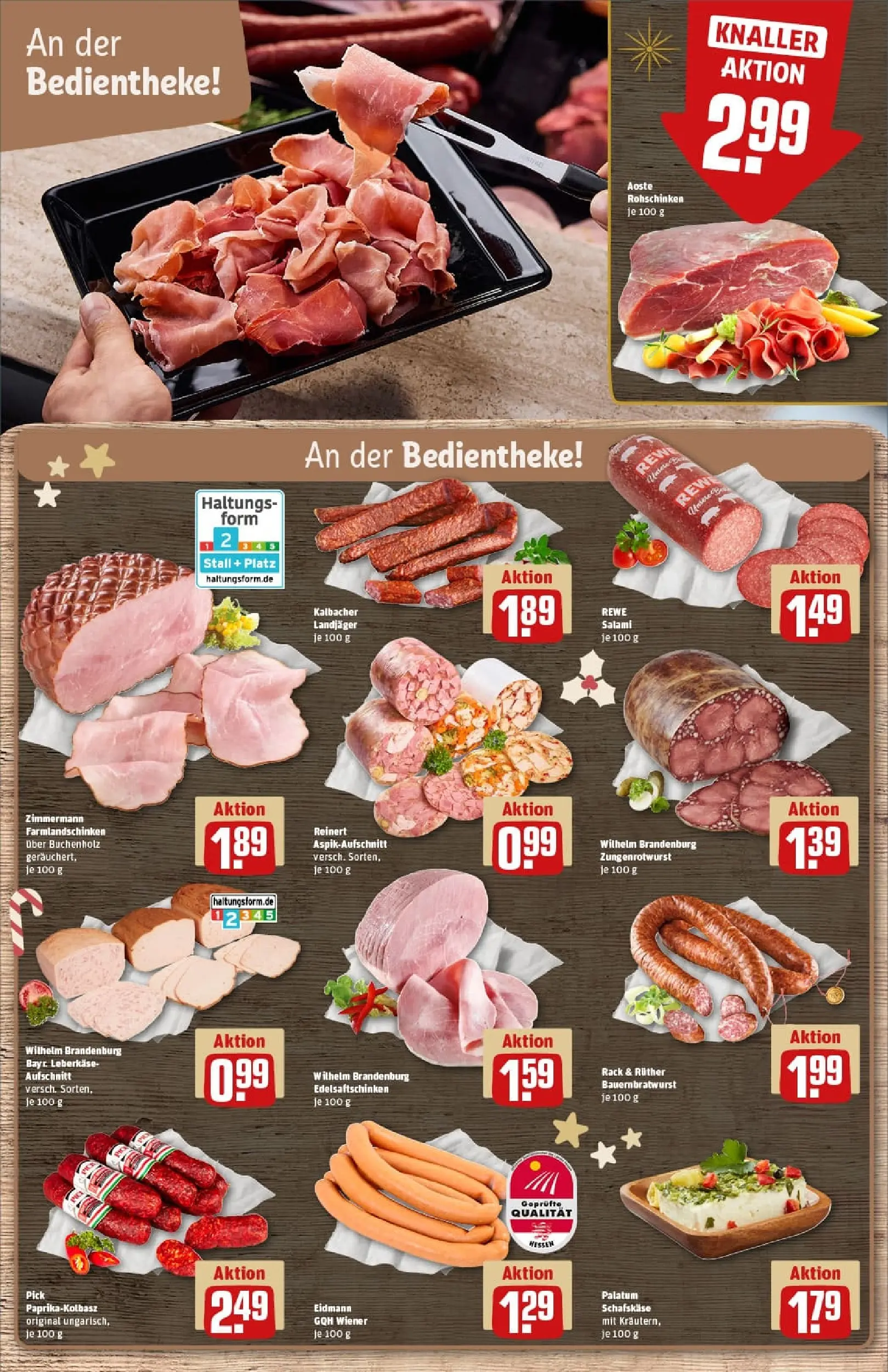 REWE Prospekt ab 23.11.2025 zum Blättern » Angebote | Seite: 12 | Produkte: Salami, Schafskase, Leberkase