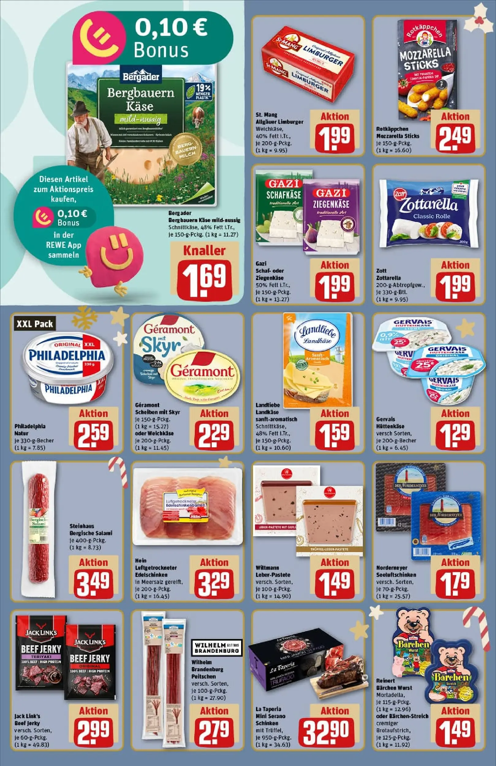 REWE Prospekt ab 23.11.2025 zum Blättern » Angebote | Seite: 14 | Produkte: Milch, Käse, Wurst, Hüttenkäse