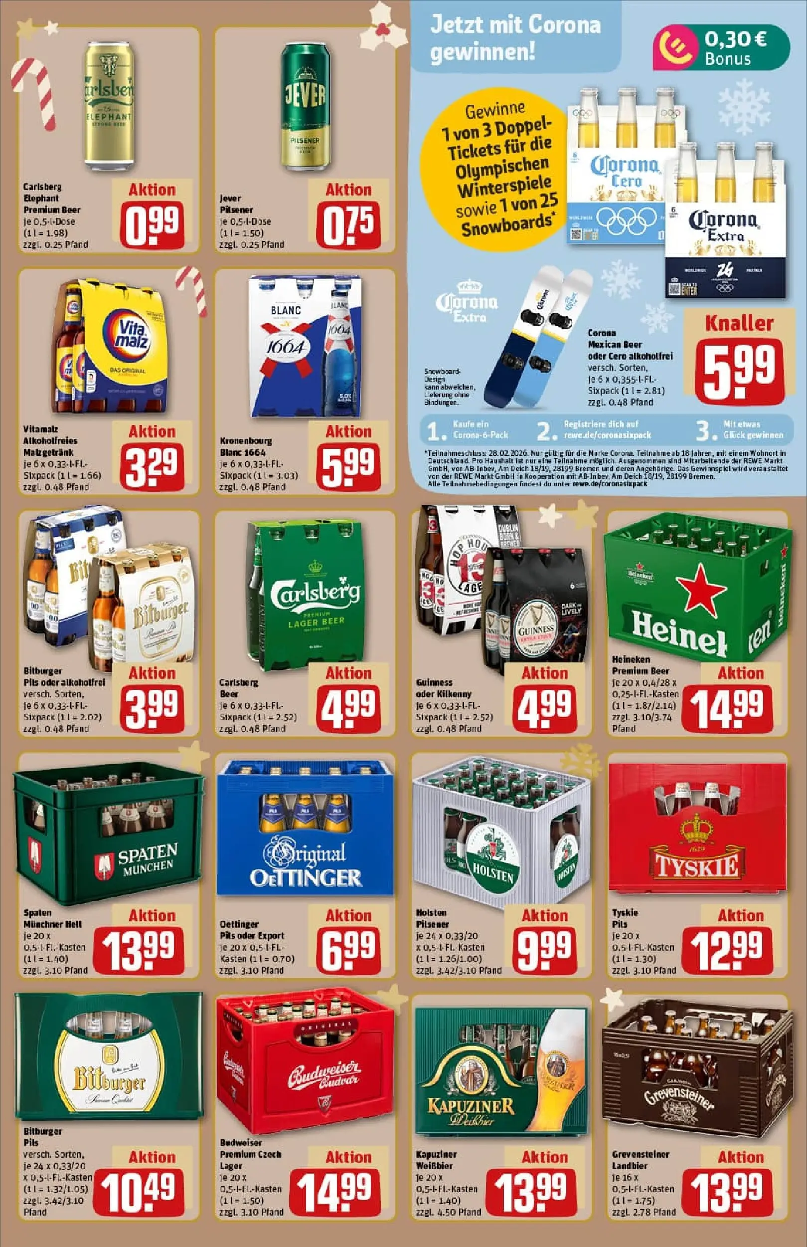 REWE Prospekt ab 23.11.2025 zum Blättern » Angebote | Seite: 21 | Produkte: Bitburger, Bier, Snowboard, Budweiser