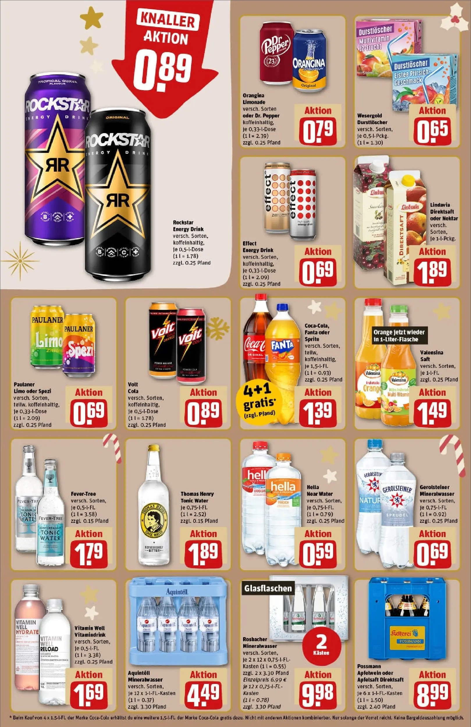 REWE Prospekt ab 23.11.2025 zum Blättern » Angebote | Seite: 22 | Produkte: Durstloscher, Energy, Rockstar, Gerolsteiner