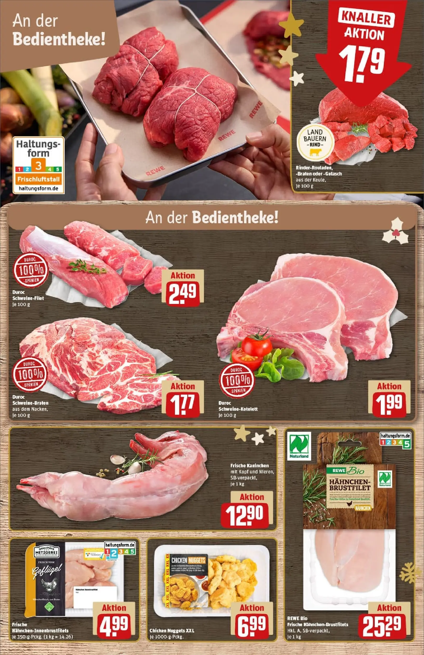 REWE Prospekt ab 23.11.2025 zum Blättern » Angebote | Seite: 10 | Produkte: Hahnchen, Kaninchen, Schweinefilet, Gulasch