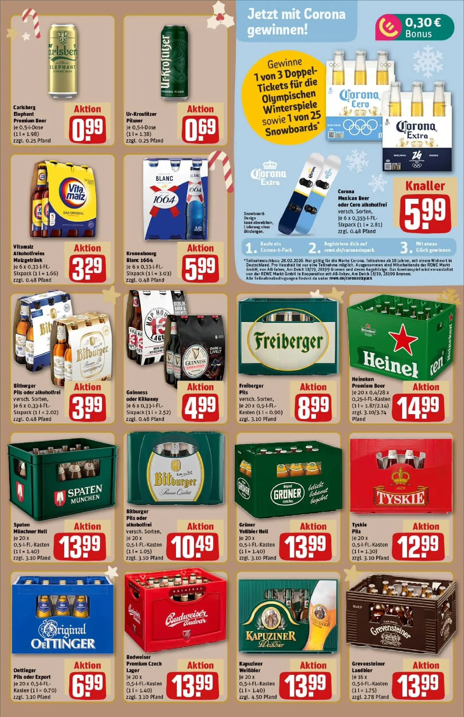 REWE Prospekt ab 23.11.2025 zum Blättern » Angebote | Seite: 25 | Produkte: Bitburger, Weißbier, Heineken, Snowboard