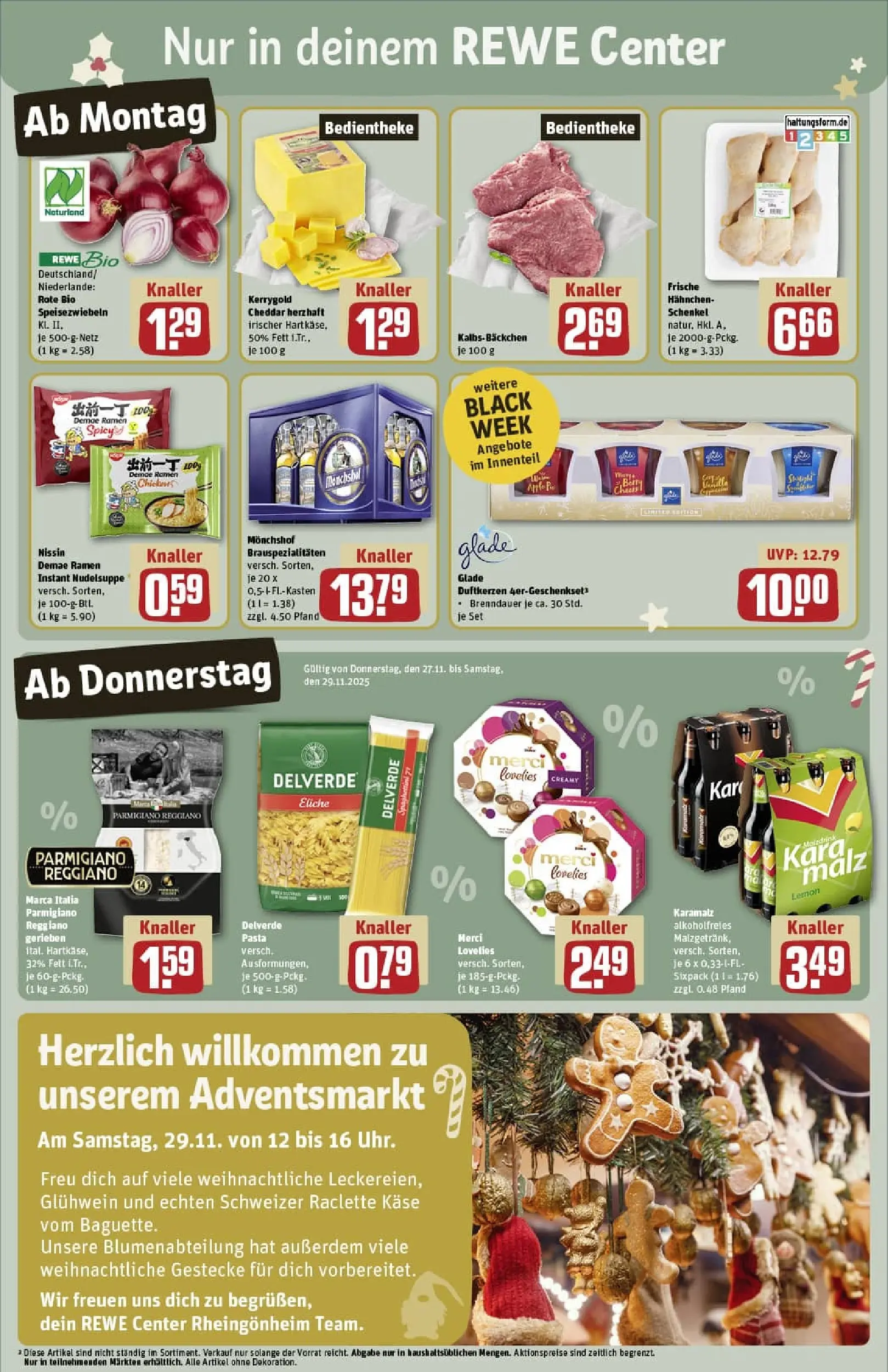 REWE Prospekt ab 23.11.2025 zum Blättern » Angebote | Seite: 5 | Produkte: Merci, Hahnchen, Pasta, Raclette
