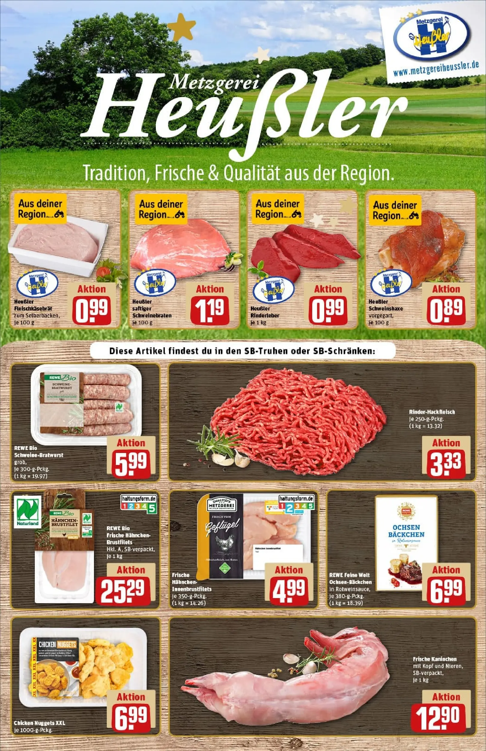 REWE Prospekt ab 23.11.2025 zum Blättern » Angebote | Seite: 14 | Produkte: Hahnchen, Kaninchen, Bratwurst