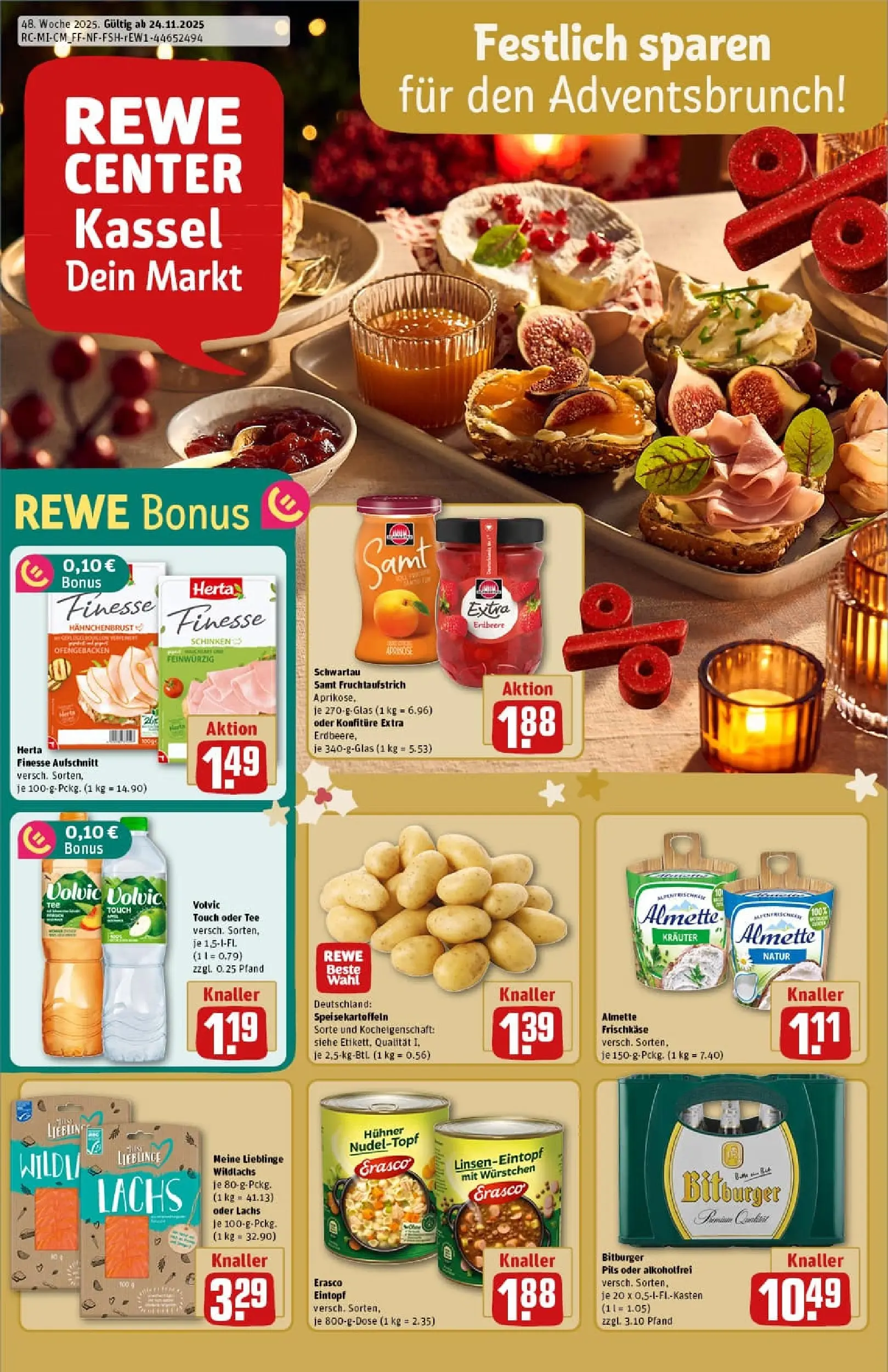 REWE Prospekt ab 23.11.2025 zum Blättern » Angebote | Seite: 1 | Produkte: Bitburger, Volvic touch, Tee, Volvic