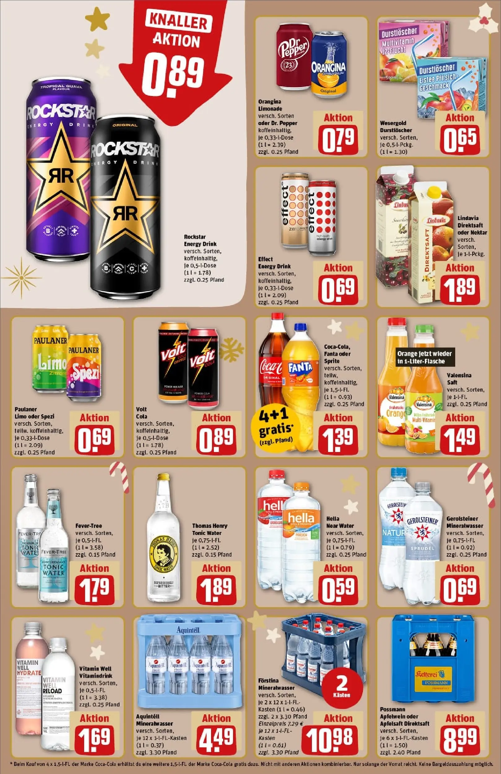 REWE Prospekt ab 23.11.2025 zum Blättern » Angebote | Seite: 22 | Produkte: Rockstar energy, Cola, Rockstar, Limonade