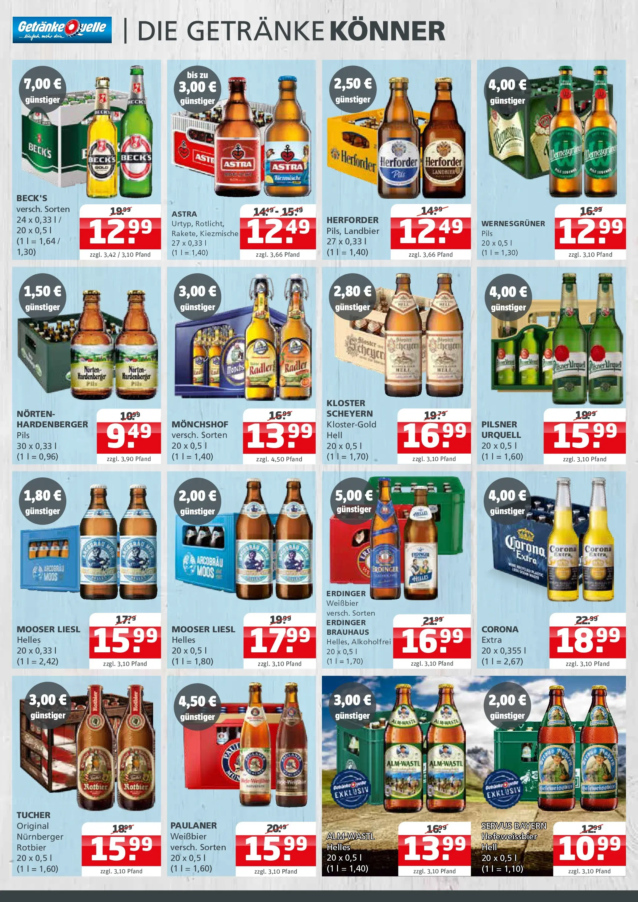 Entdecke - Getränke Quelle: Getränkeangebote (ab 23.11.2025) zum Blättern | Seite: 2 | Produkte: Monchshof, Erdinger, Wernesgruner, Astra