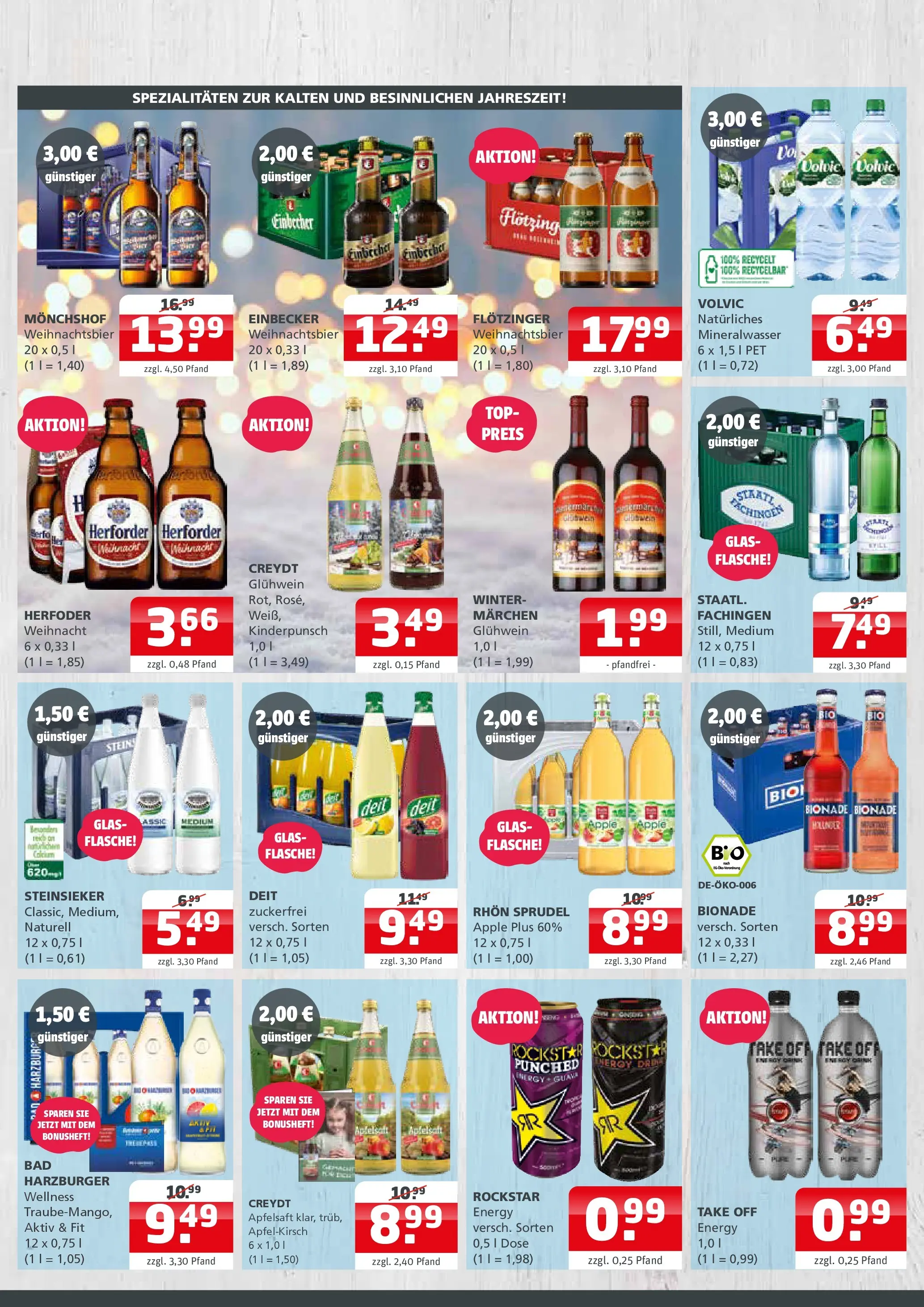 Entdecke - Getränke Quelle: Getränkeangebote (ab 23.11.2025) zum Blättern | Seite: 3 | Produkte: Rockstar, Bionade, Mineralwasser, Volvic