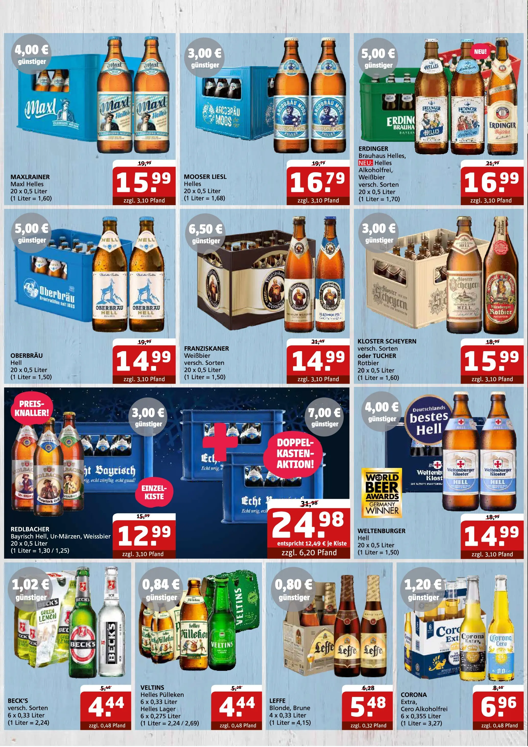 Entdecke - Getränke Quelle: Getränkeangebote (ab 23.11.2025) zum Blättern | Seite: 3 | Produkte: Helles pulleken, Franziskaner, Erdinger, Weißbier