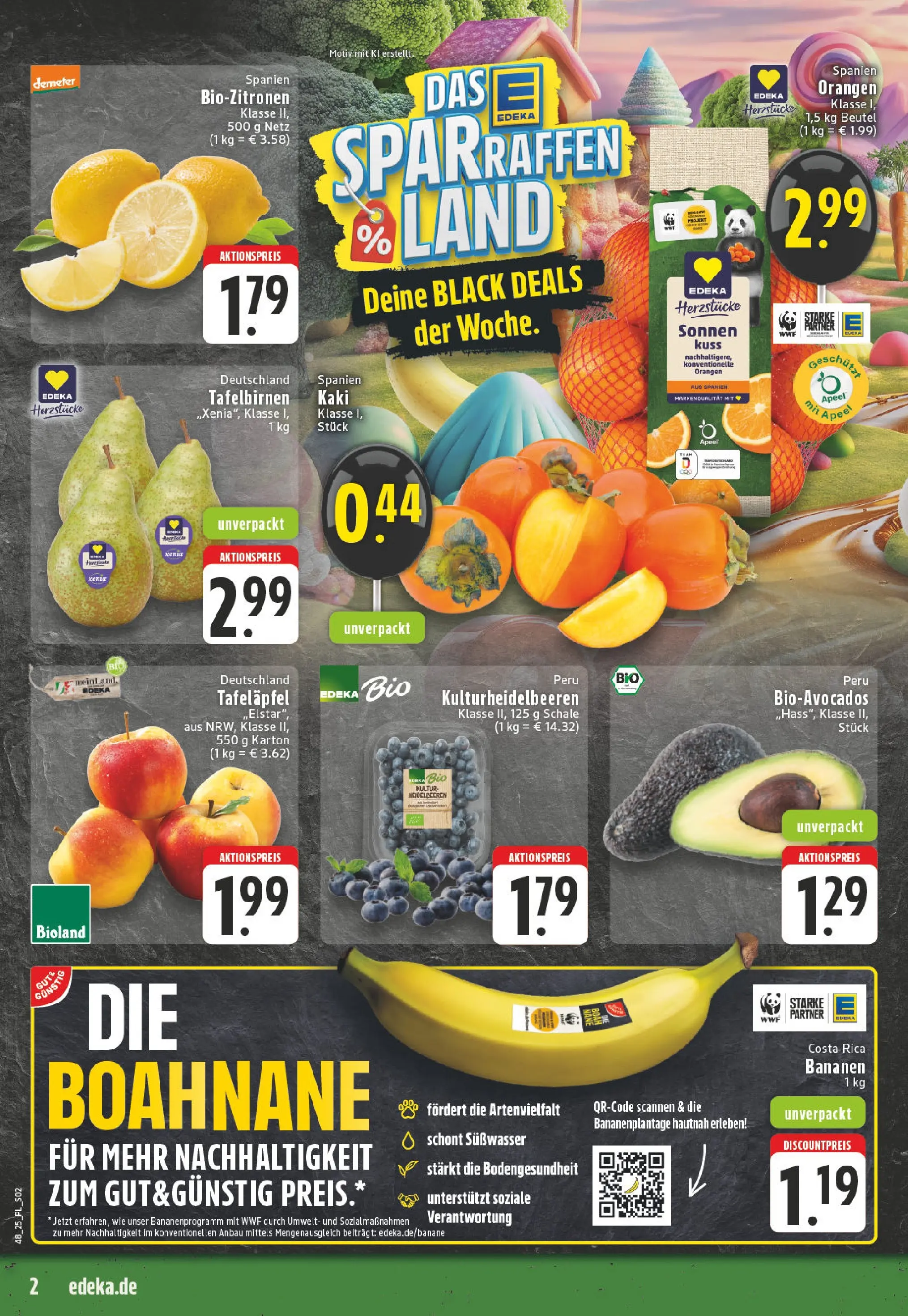 Edeka prospekt Castrop-Rauxel	 (ab 23.11.2025) » Angebote Online | Seite: 2 | Produkte: Bananen, Orangen, Kaki