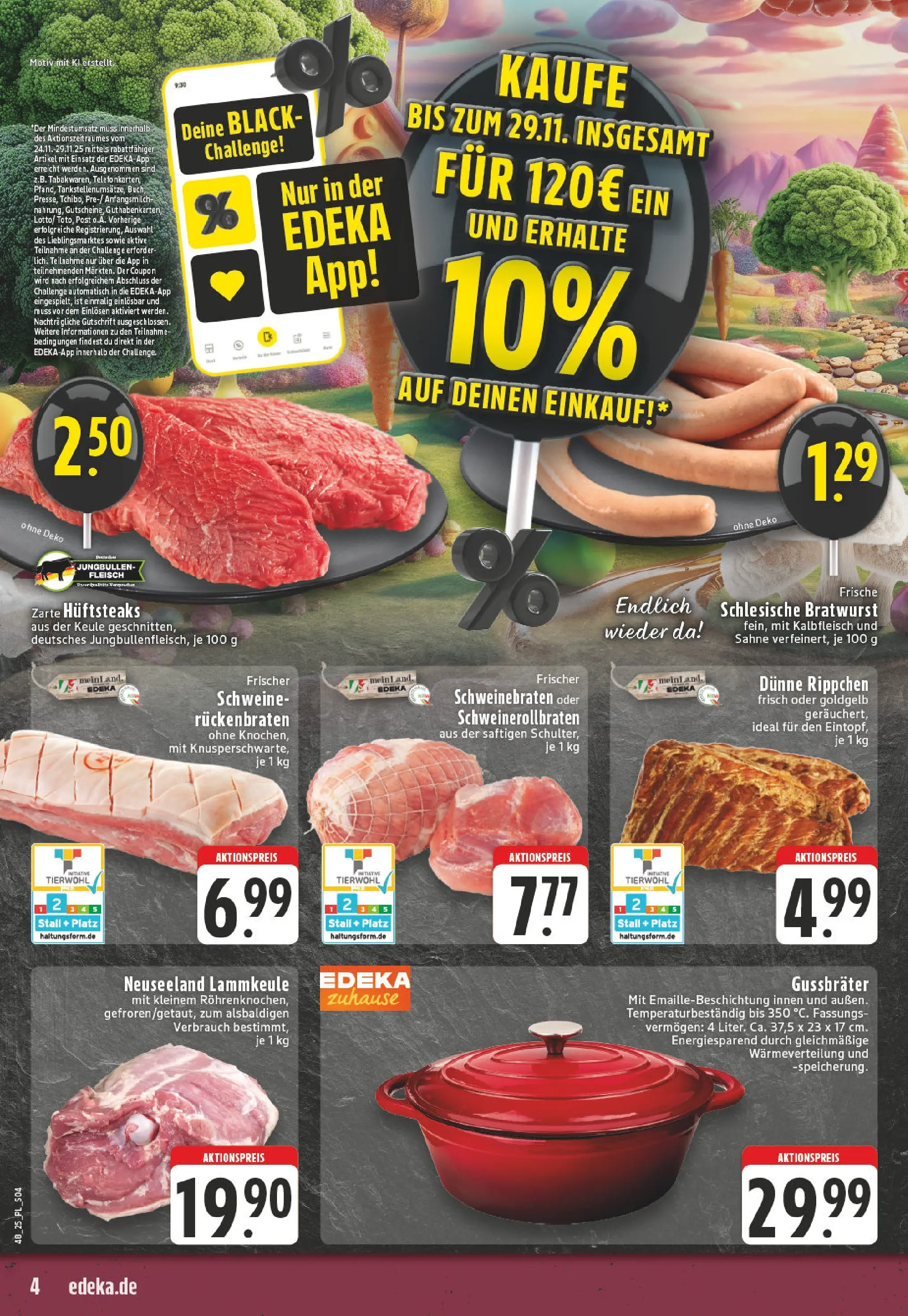 Edeka prospekt Castrop-Rauxel	 (ab 23.11.2025) » Angebote Online | Seite: 4 | Produkte: Lammkeule, Bratwurst, Sahne, Fleisch