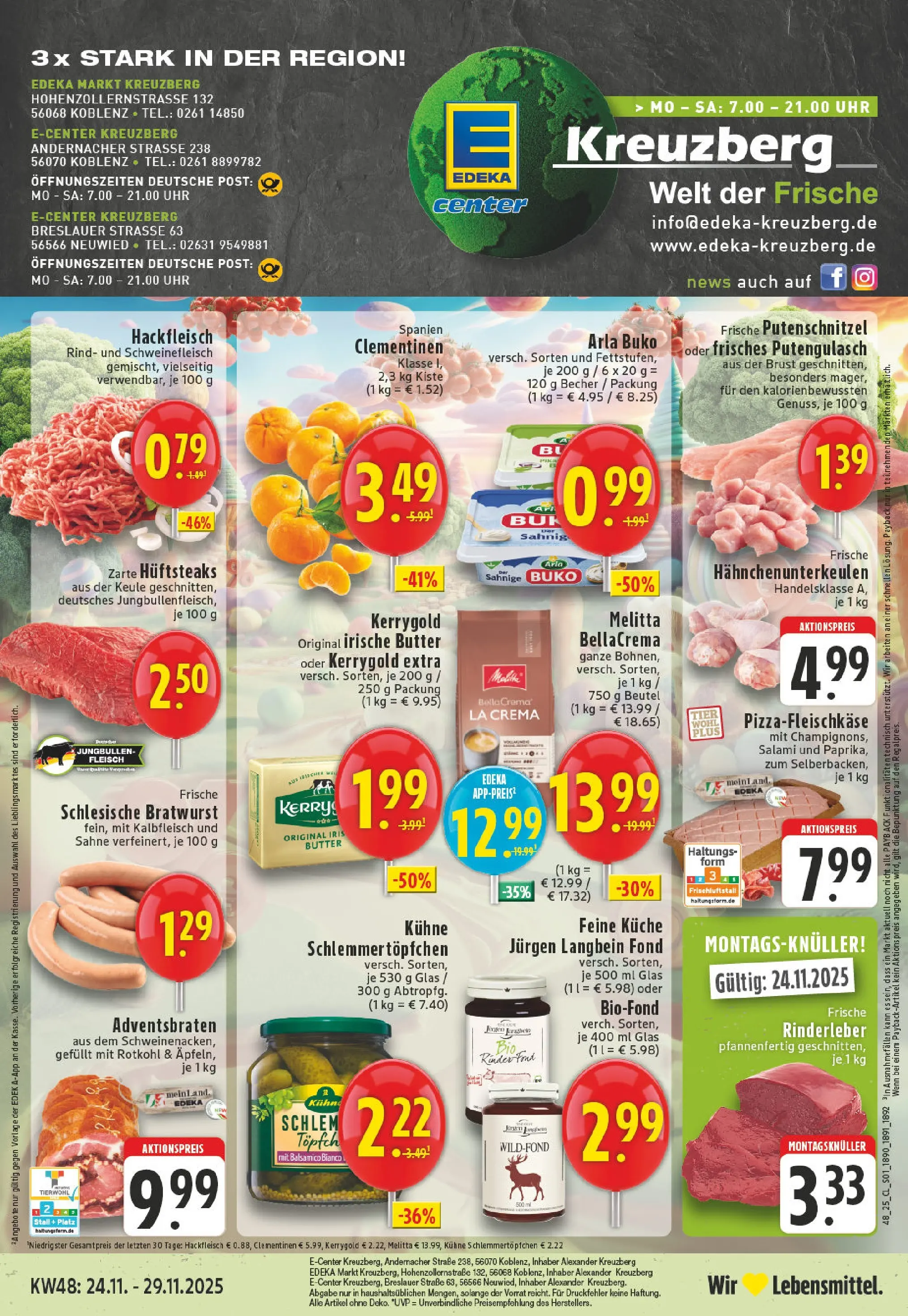 Edeka prospekt Koblenz	 (ab 23.11.2025) » Angebote Online | Seite: 1 | Produkte: Butter, Balsamico, Pizza, Fleisch