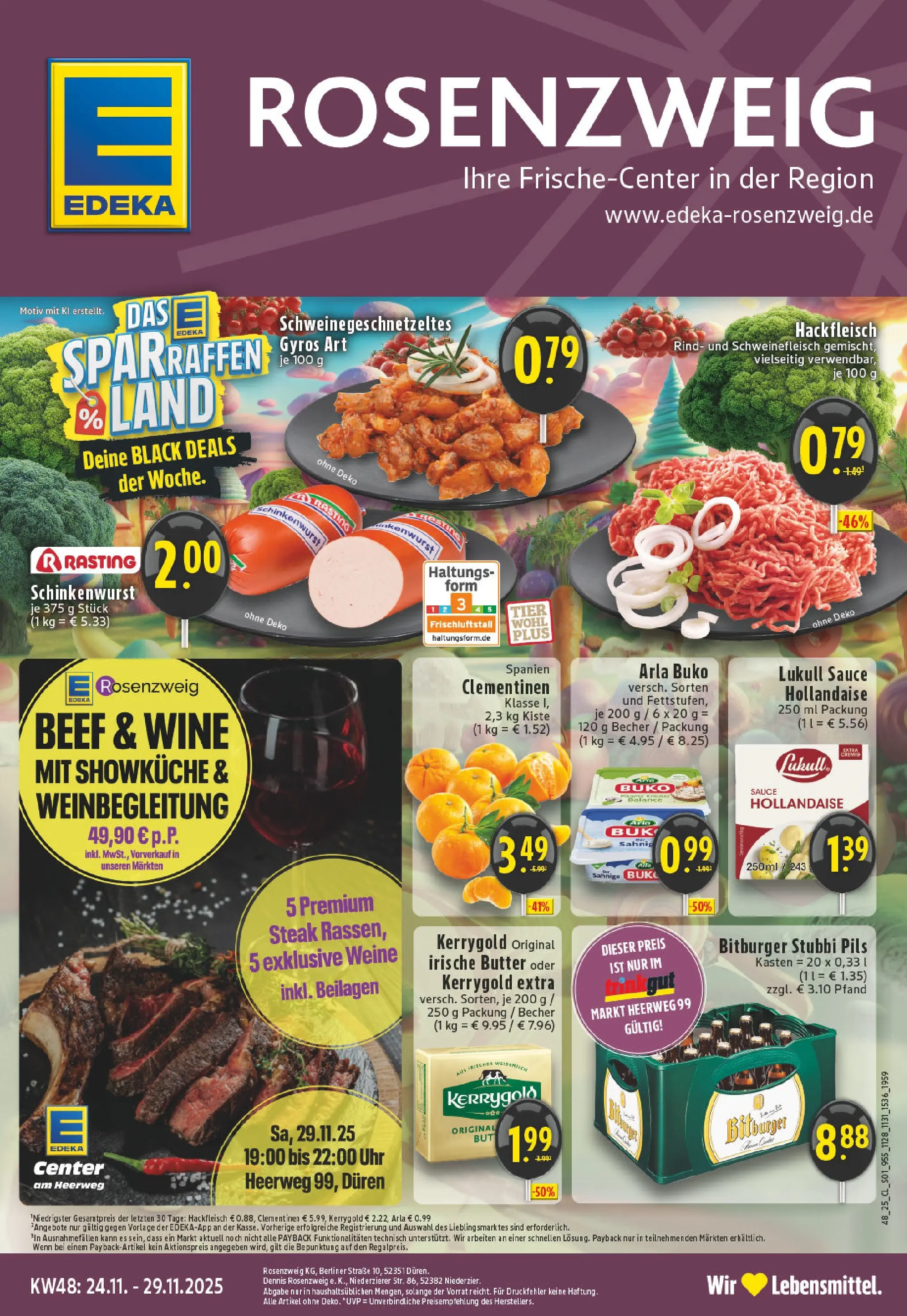 Edeka prospekt Niederzier	 (ab 23.11.2025) » Angebote Online | Seite: 1 | Produkte: Gyros, Arla buko, Schweinefleisch, Steak