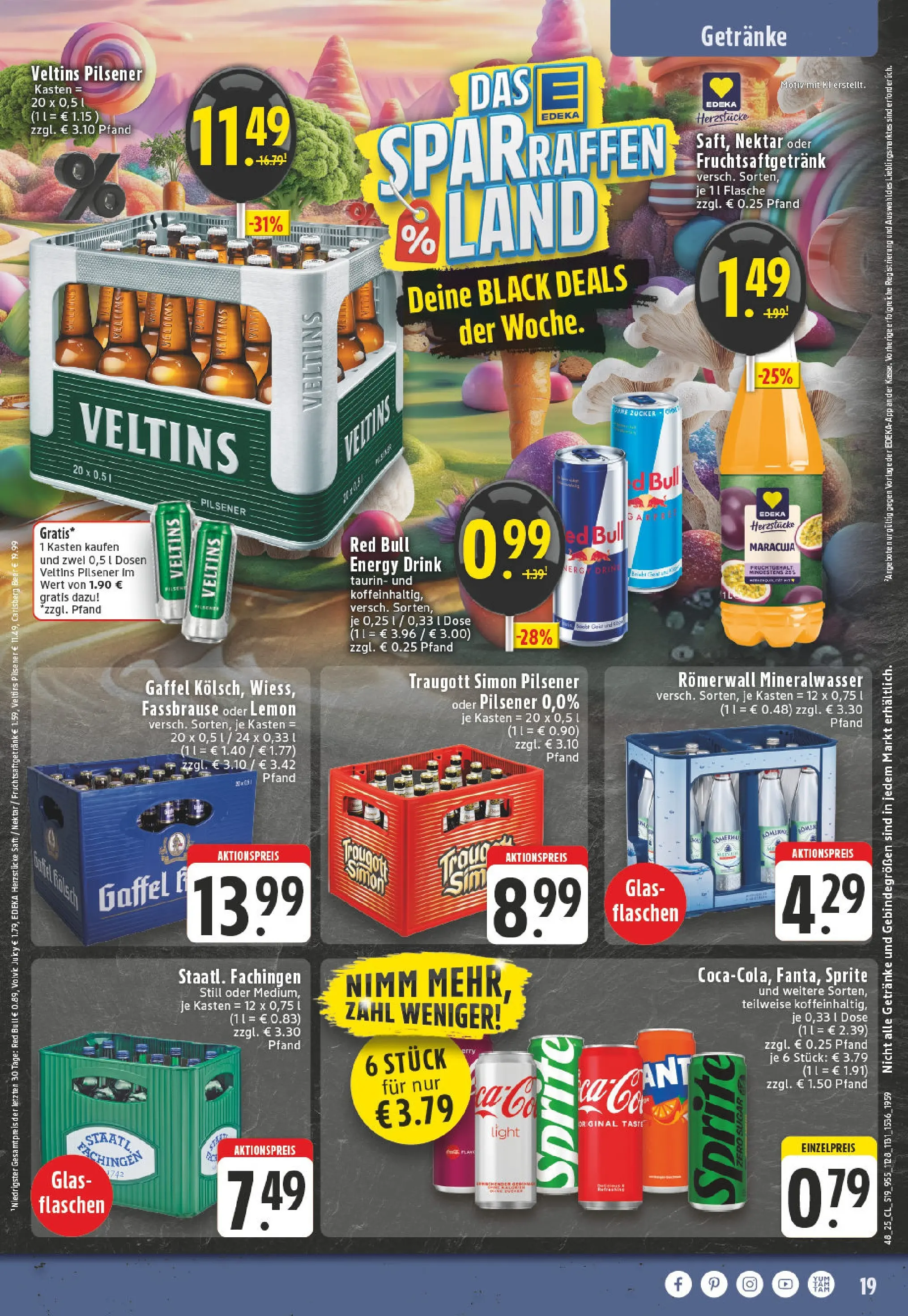 Edeka prospekt Niederzier	 (ab 23.11.2025) » Angebote Online | Seite: 19 | Produkte: Sprite, Carlsberg, Mineralwasser, Fassbrause