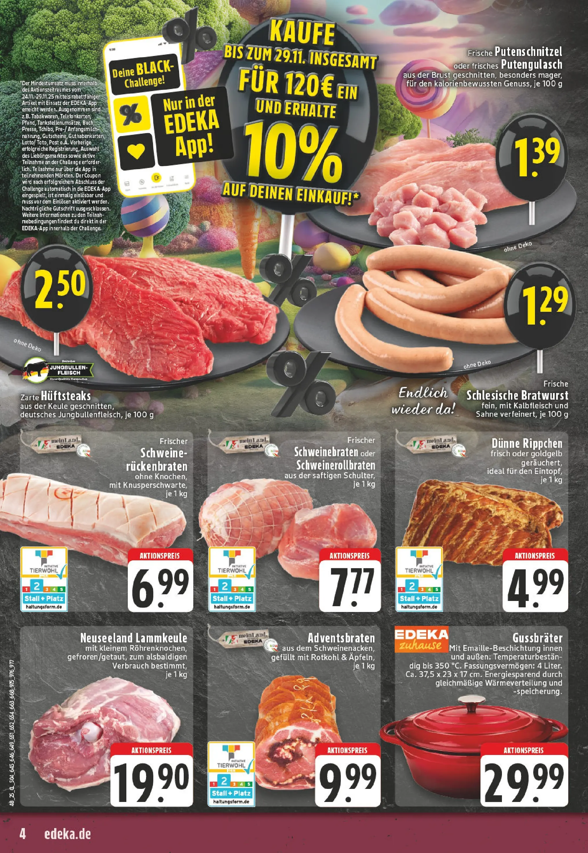Edeka prospekt Duisburg Homberg-Hochheide	 (ab 23.11.2025) » Angebote Online | Seite: 4 | Produkte: Lammkeule, Rotkohl, Bratwurst, Sahne
