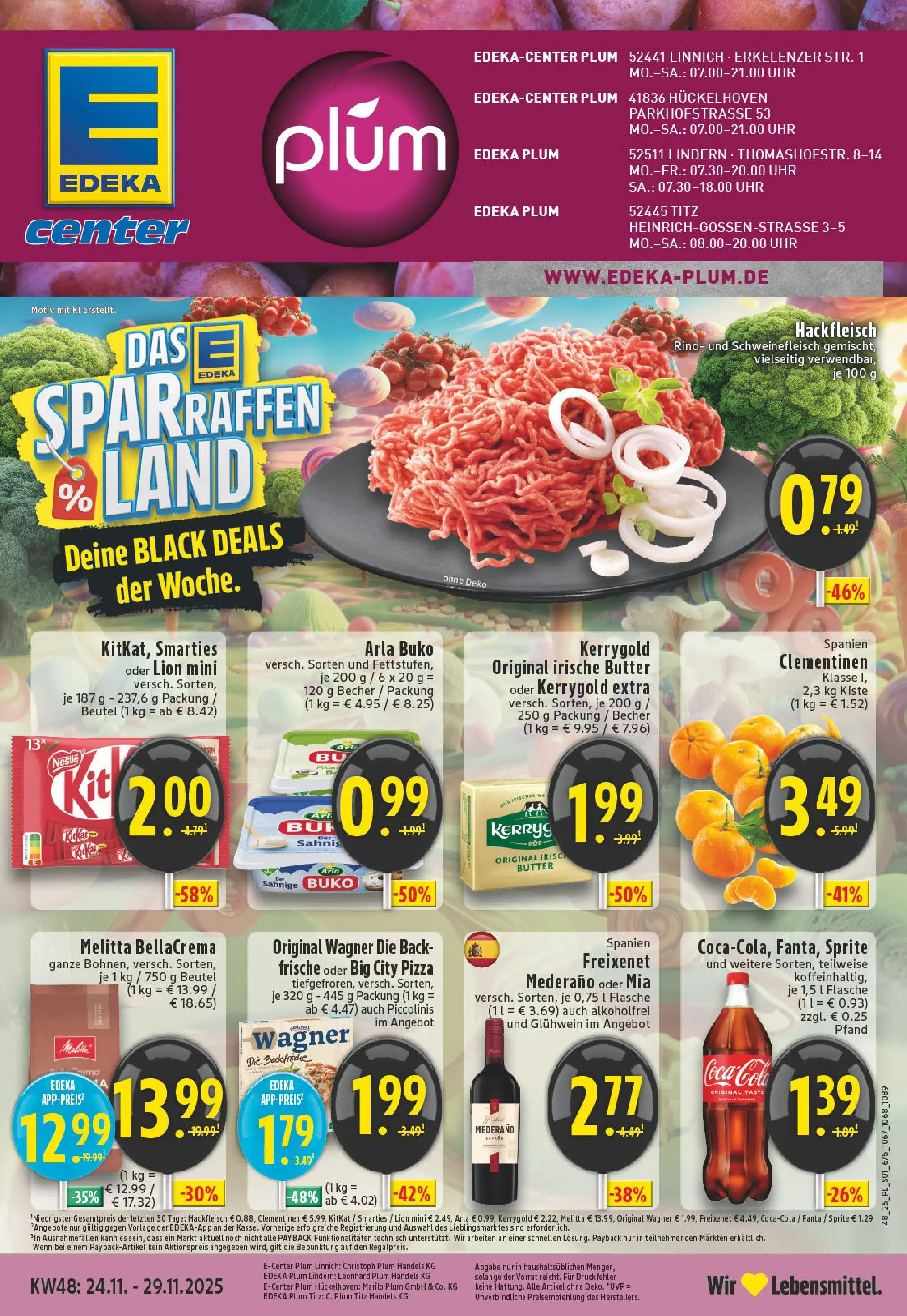 Edeka prospekt Linnich	 (ab 23.11.2025) » Angebote Online | Seite: 1 | Produkte: Sprite, Butter, Smarties, Uhr