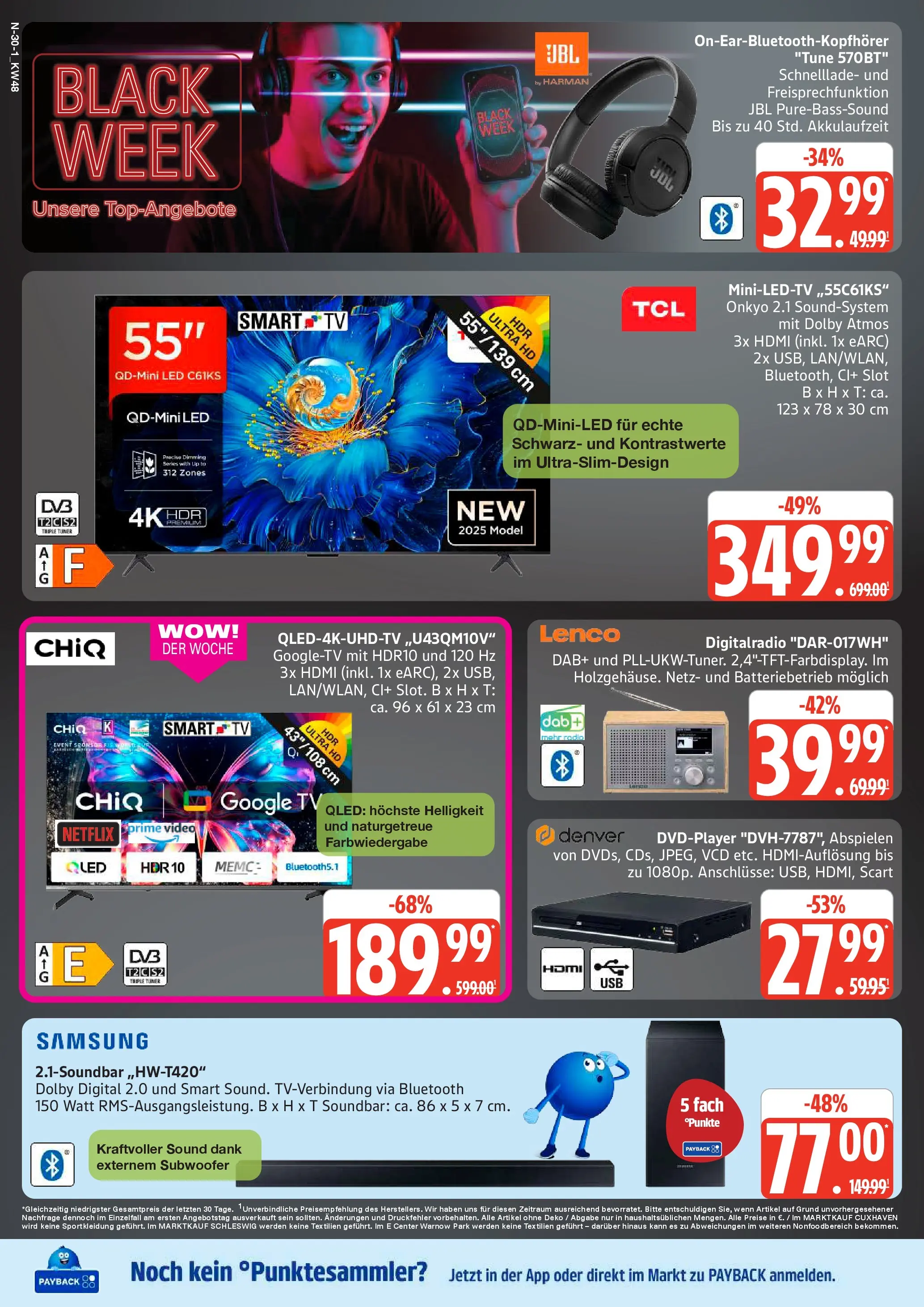 Marktkauf - Marktkauf: Wochenangebote (ab 23.11.2025) » Angebote online | Seite: 30 | Produkte: Samsung, Soundbar, Soundsystem, Video