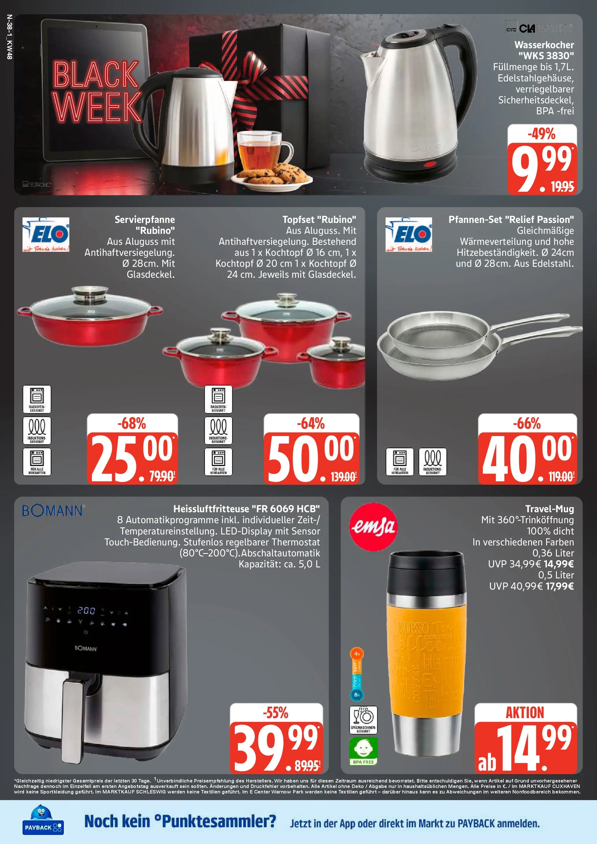 Marktkauf - Marktkauf: Wochenangebote (ab 23.11.2025) » Angebote online | Seite: 38 | Produkte: Wasserkocher, Heißluftfritteuse