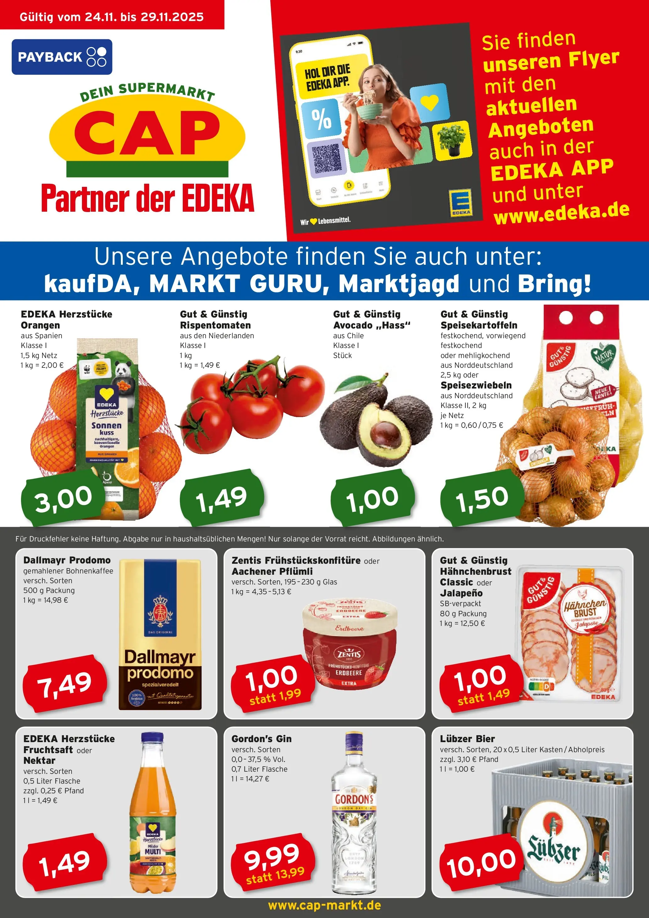 Edeka prospekt Rostock	 (ab 23.11.2025) » Angebote Online | Seite: 1 | Produkte: Bier, Orangen, Gin, Fruchtsaft