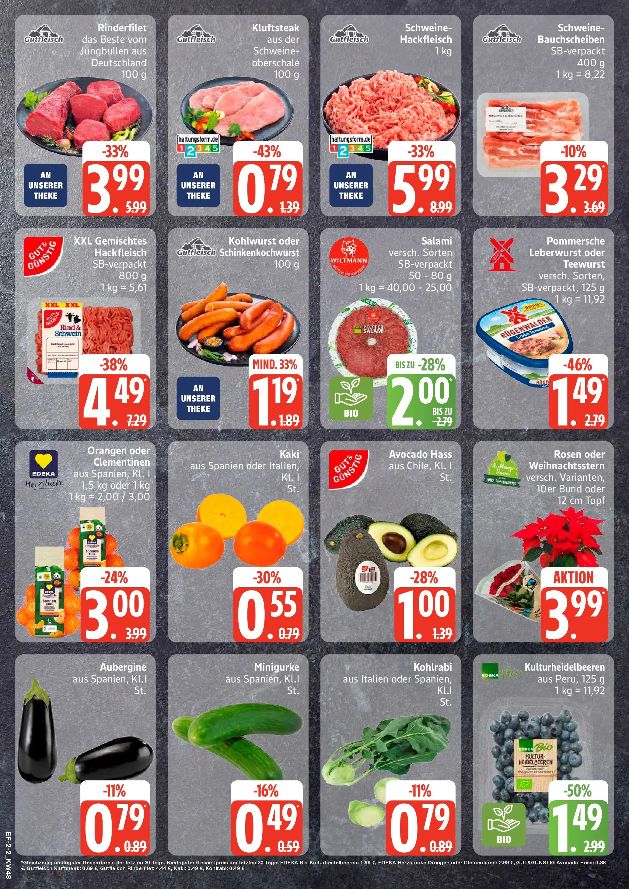 Edeka prospekt Luhnstedt	 (ab 23.11.2025) » Angebote Online | Seite: 2 | Produkte: Orangen, Heidelbeeren, Aubergine, Hackfleisch